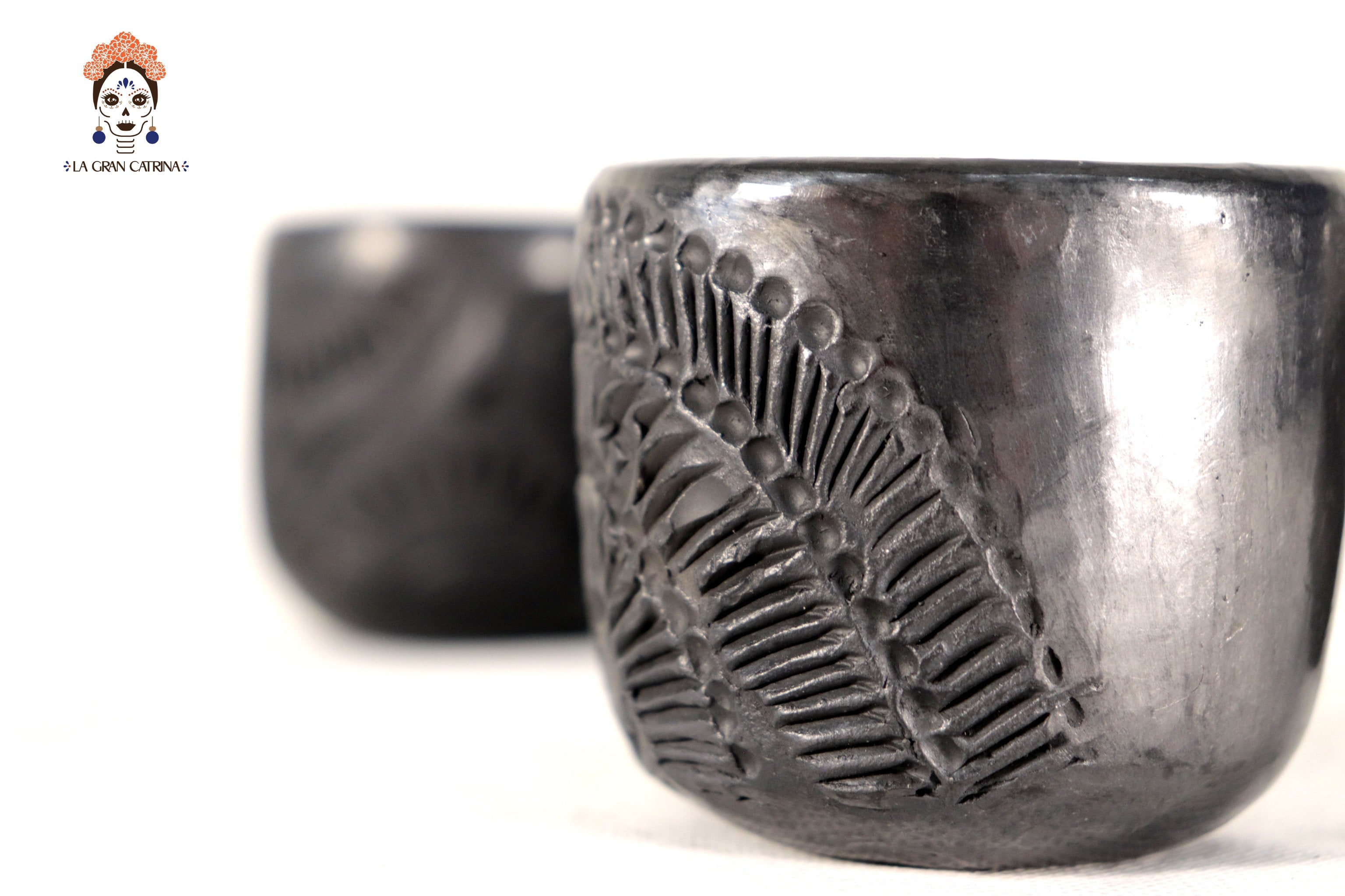 Handcrafted Black Clay Shot Glasses - Wholesale 10+ Pieces or More. 2.5 in. Tere Oax