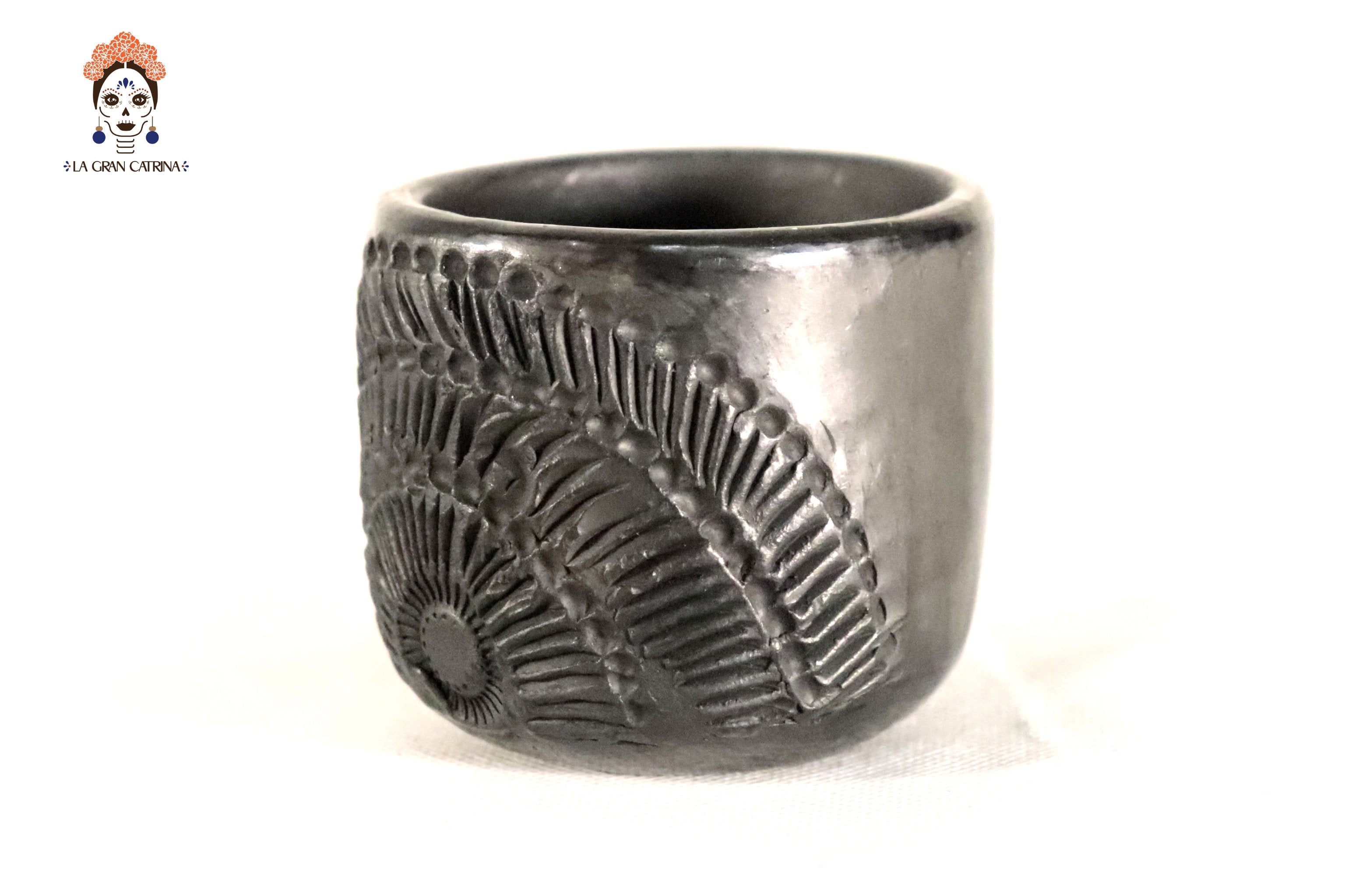 Handcrafted Black Clay Shot Glasses - Wholesale 10+ Pieces or More. 2.5 in. Tere Oax