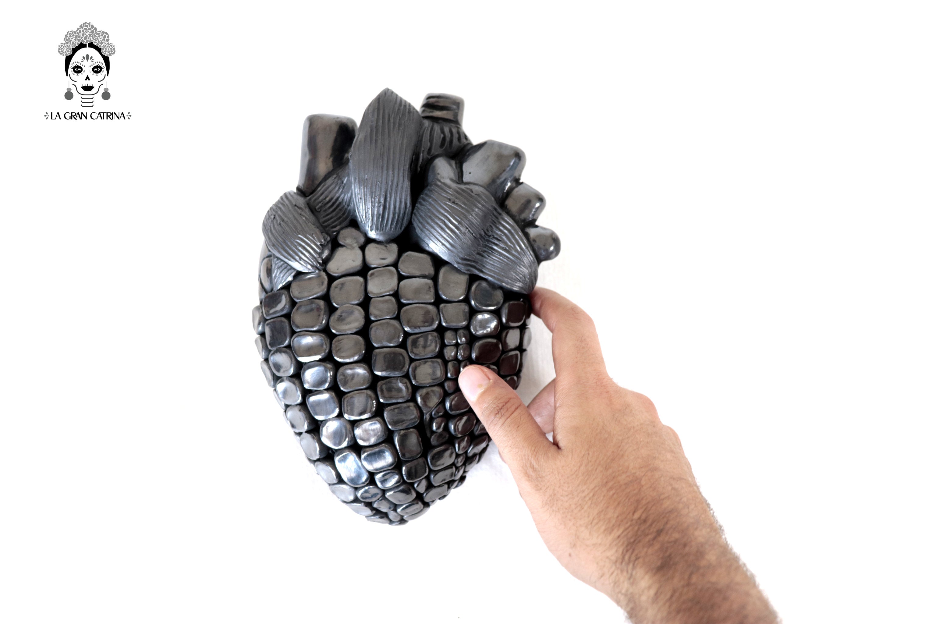Corn Heart Model 2 - San Bartolo Black Clay 7.8 in. - in. Production Tierra Lumbre