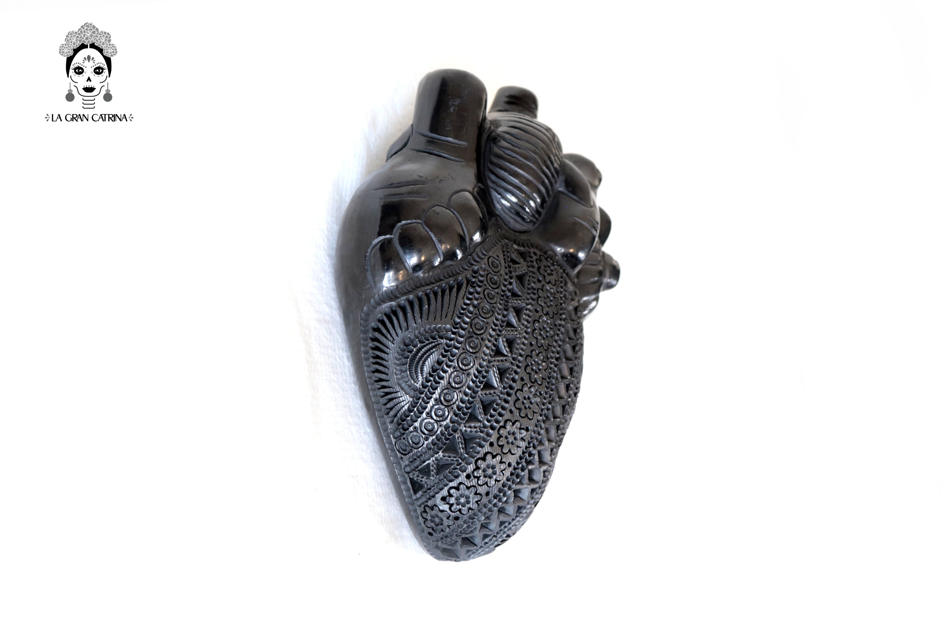 Corn Heart Model 3 - San Bartolo Black Clay 7.8 in. - in. Production Tierra Lumbre