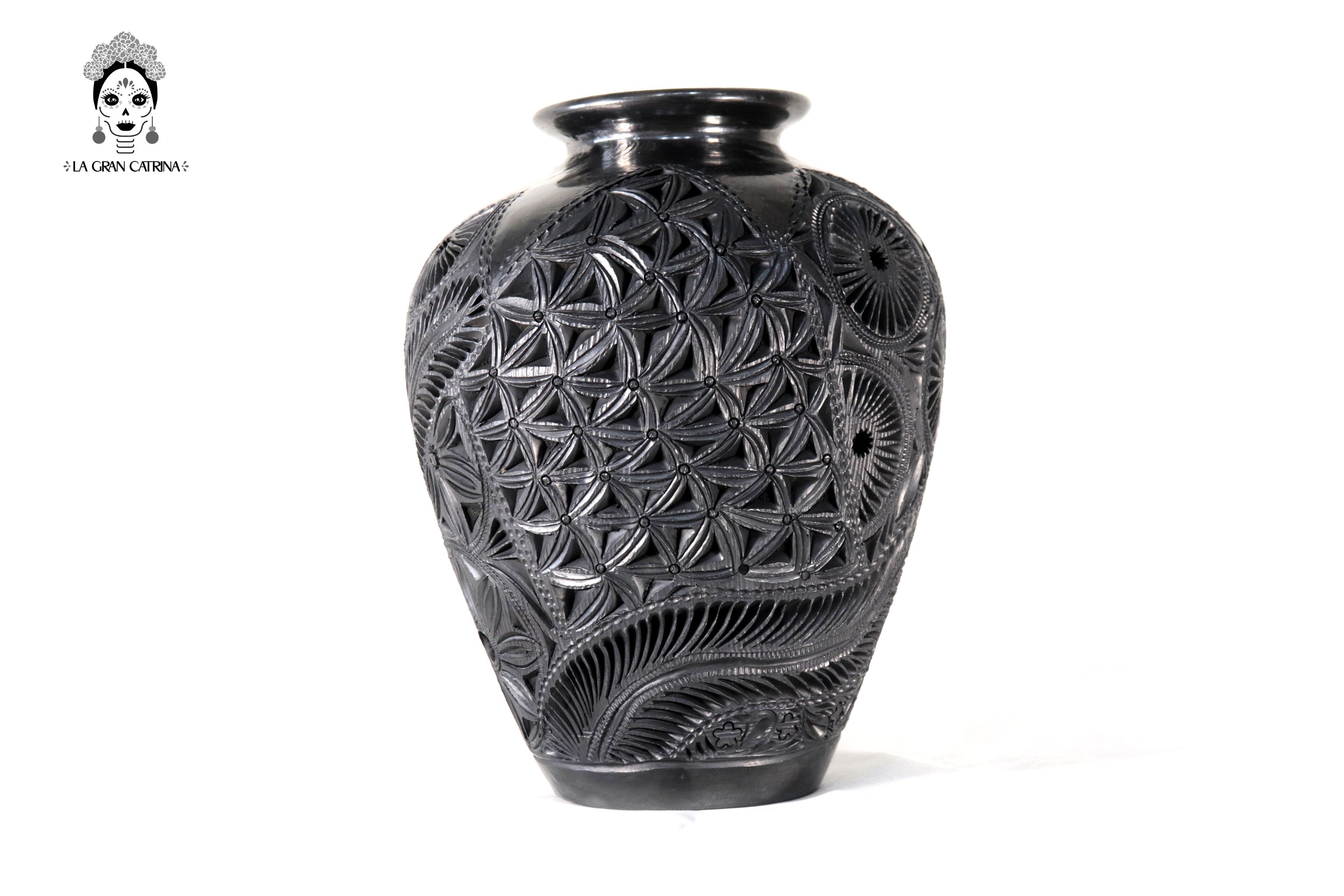 Handcrafted Black Clay Tibor Jar 13.7 in. Tere Oax