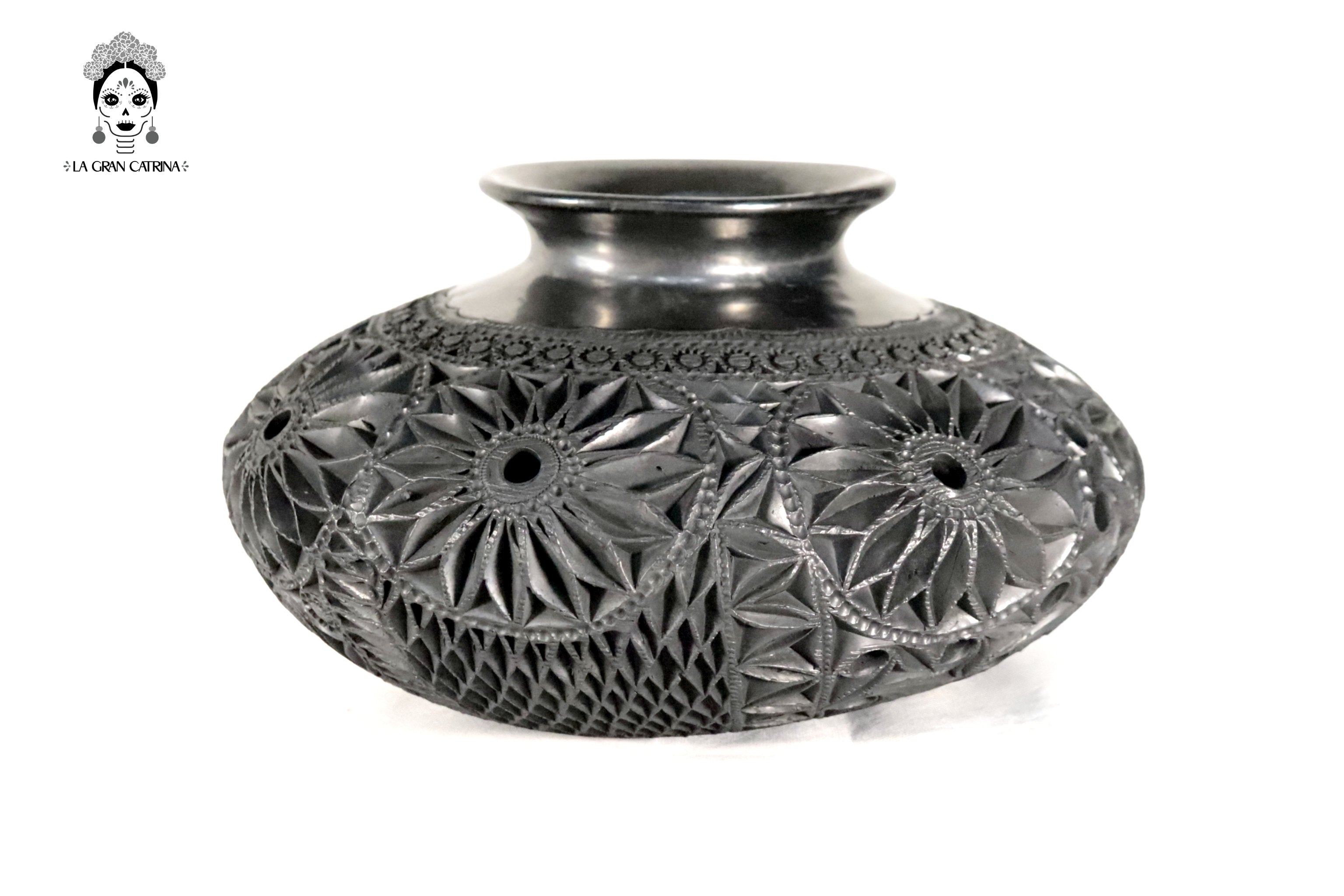 Black Clay Nigua Vase 11.8 in. Tere Oax