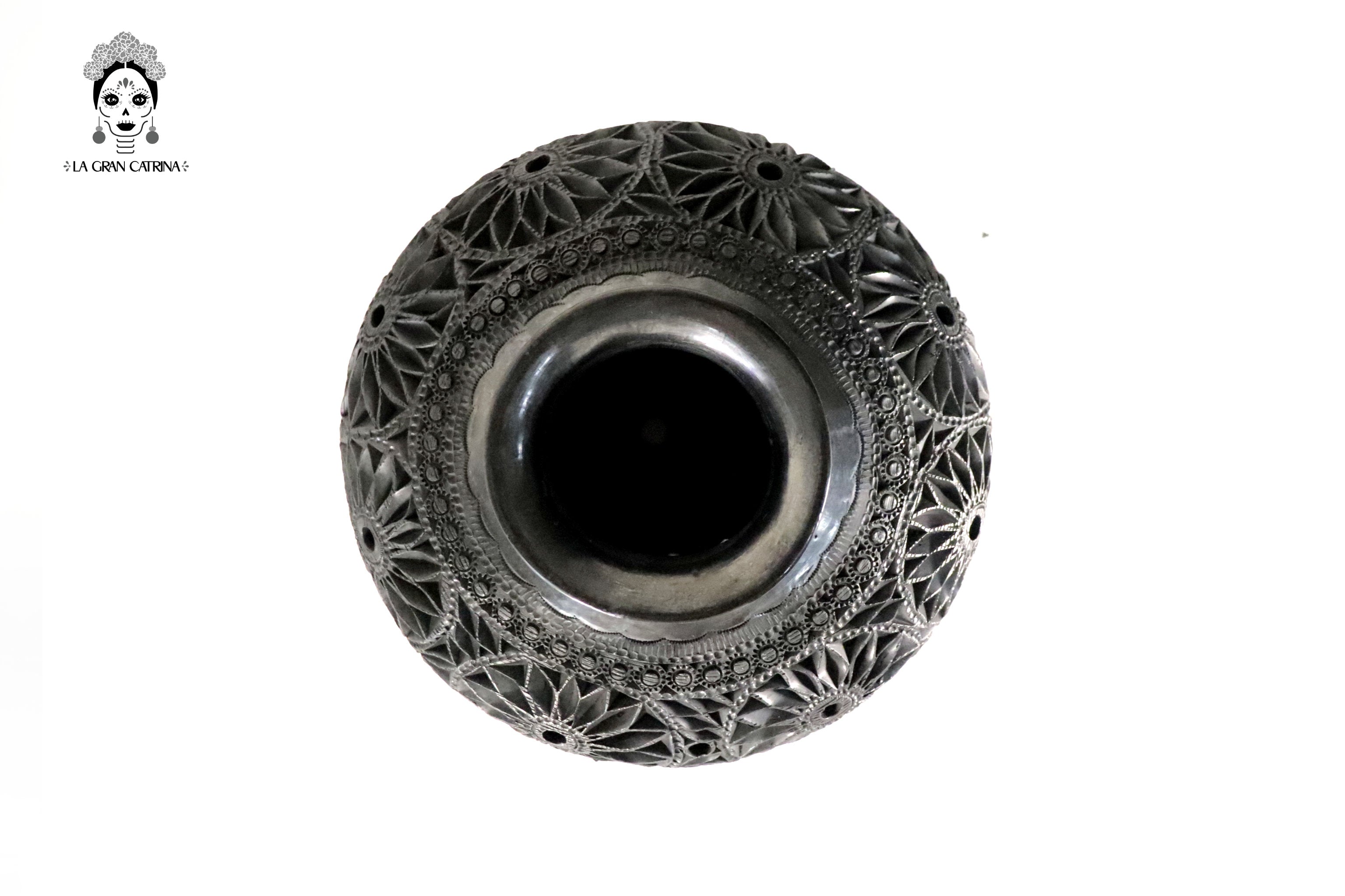 Black Clay Nigua Vase 11.8 in. Tere Oax