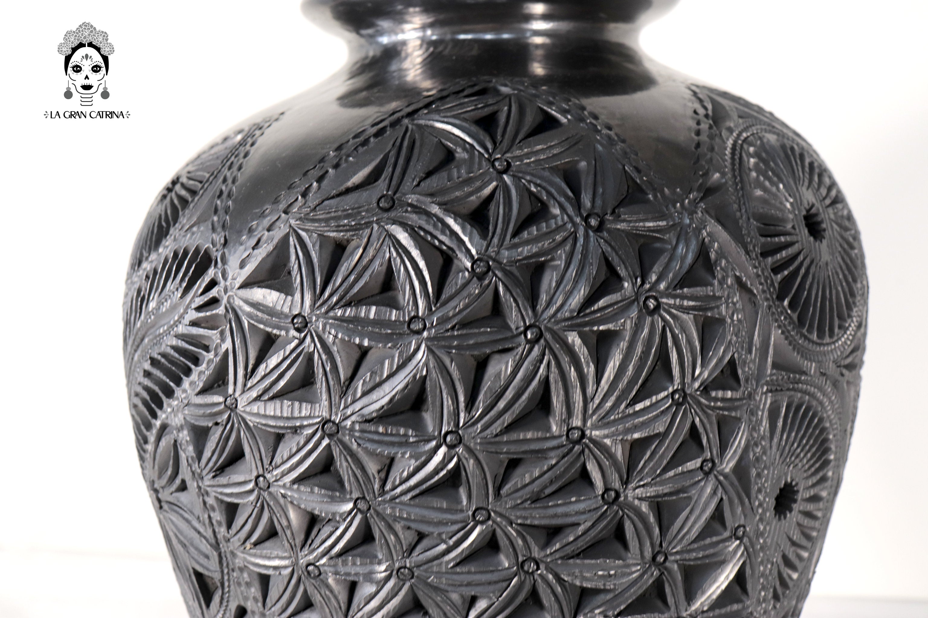 Handcrafted Black Clay Tibor Jar 13.7 in. Tere Oax