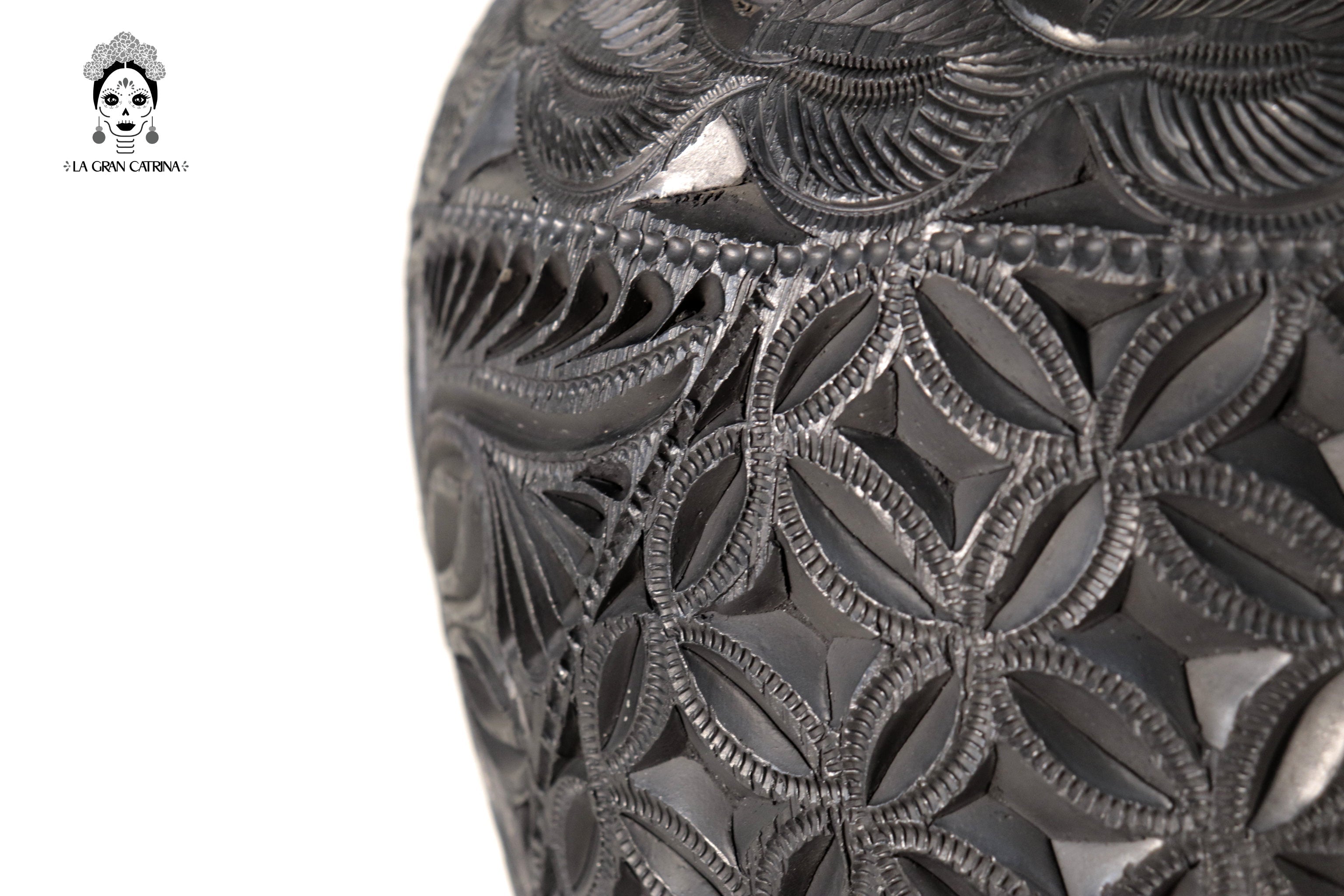 Handcrafted Black Clay Tibor Jar II 13.7 in. - in. Production Tere Oax