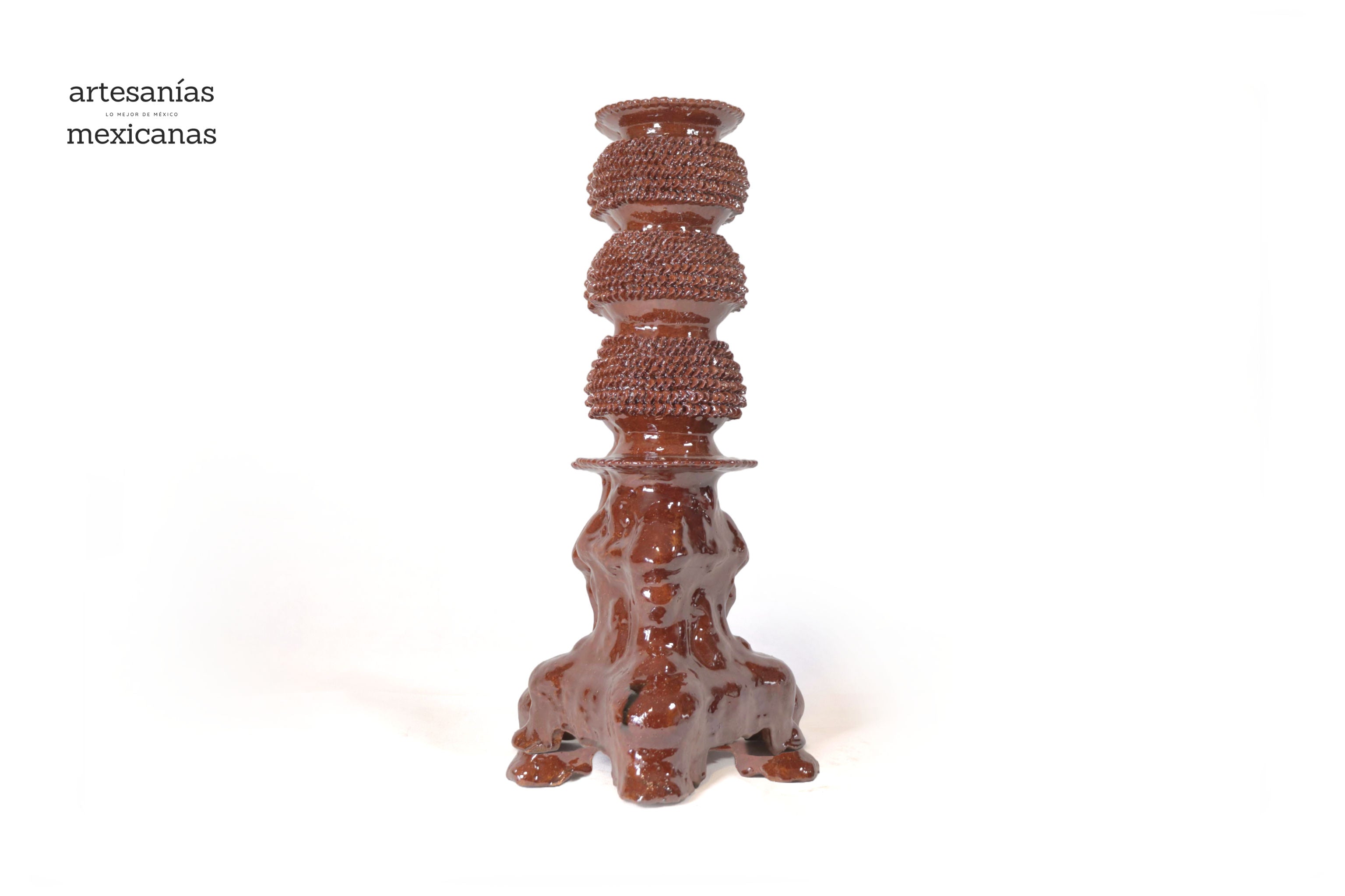 Set of 3 Candleholders browns - Glazed Clay Juan Gtz