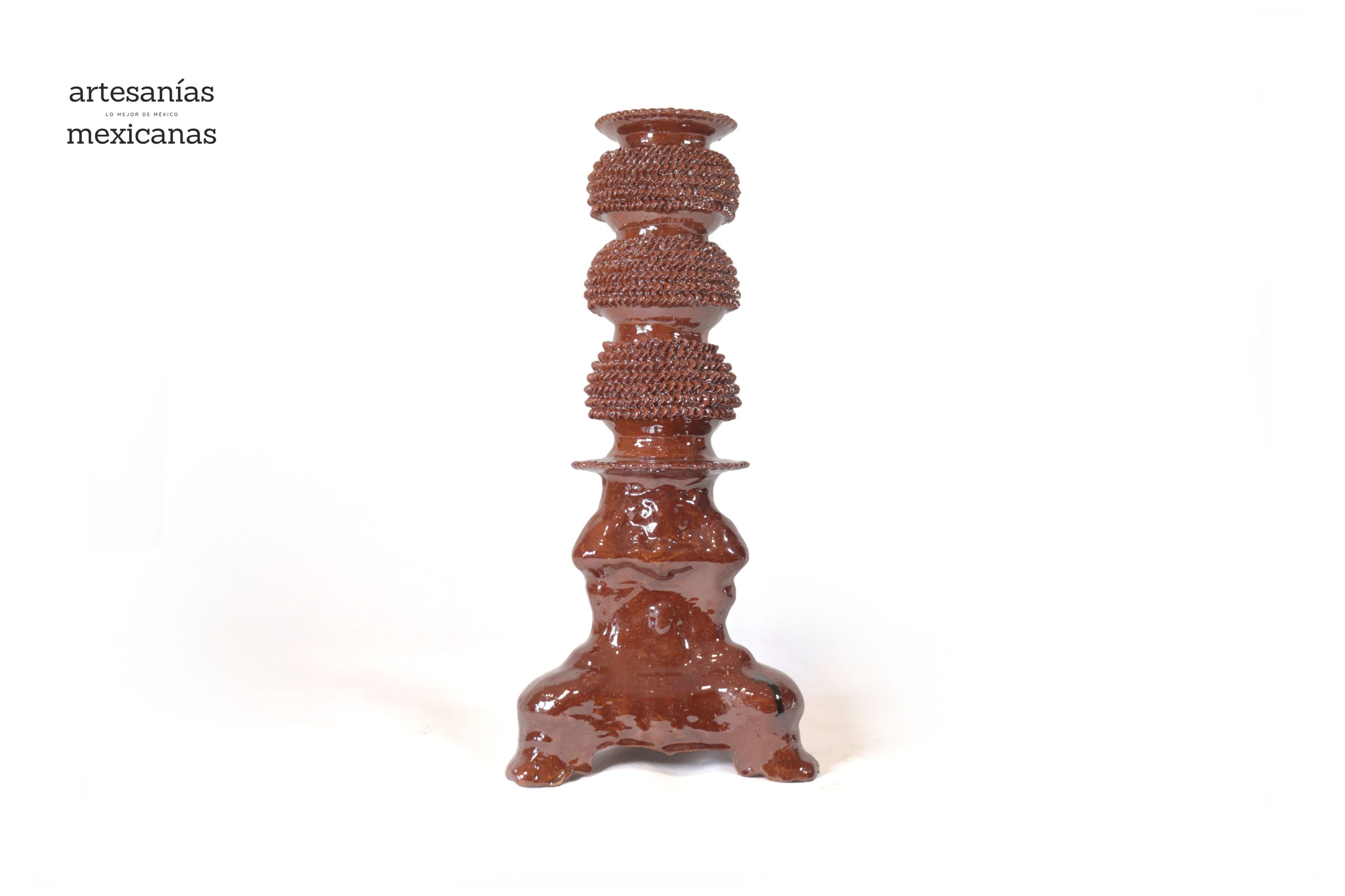 Set of 3 Candleholders browns - Glazed Clay Juan Gtz