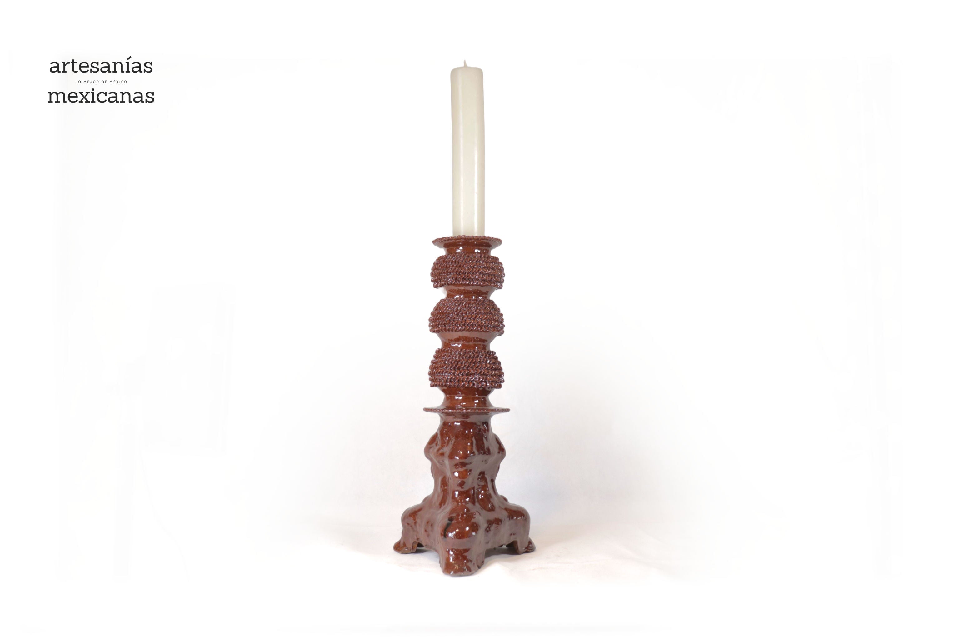 Set of 3 Candleholders browns - Glazed Clay Juan Gtz