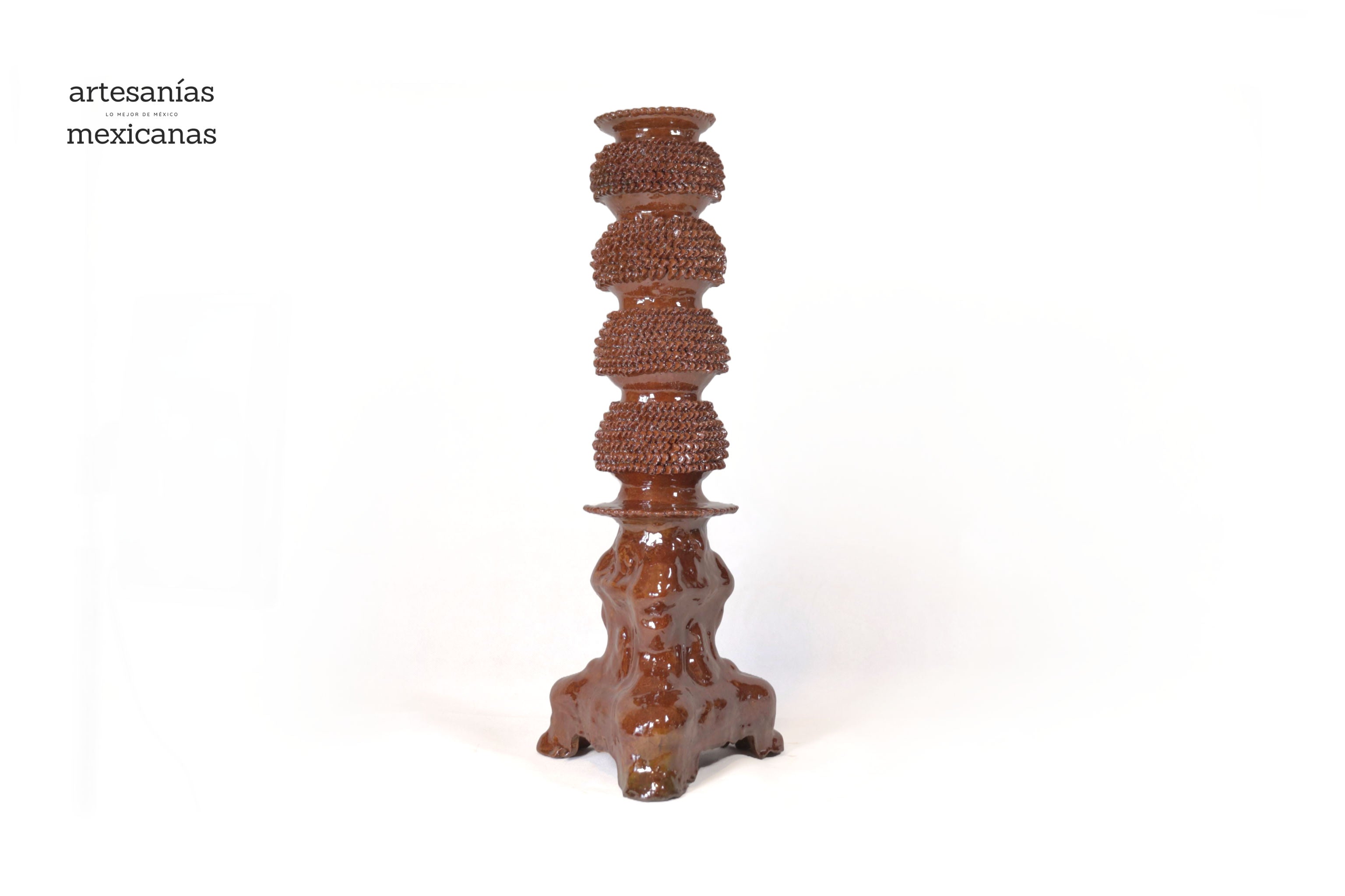 Set of 3 Candleholders browns - Glazed Clay Juan Gtz