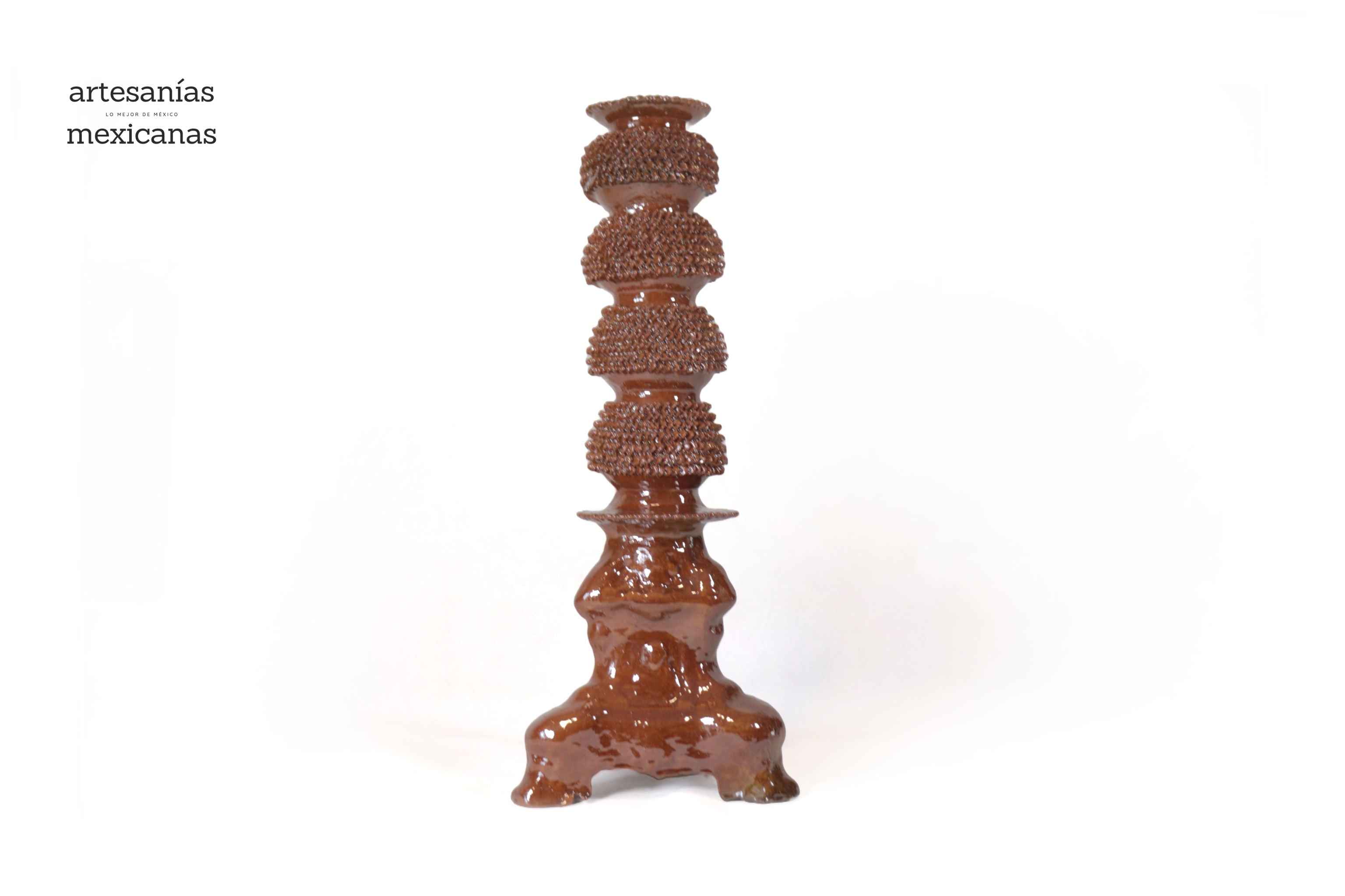 Set of 3 Candleholders browns - Glazed Clay Juan Gtz