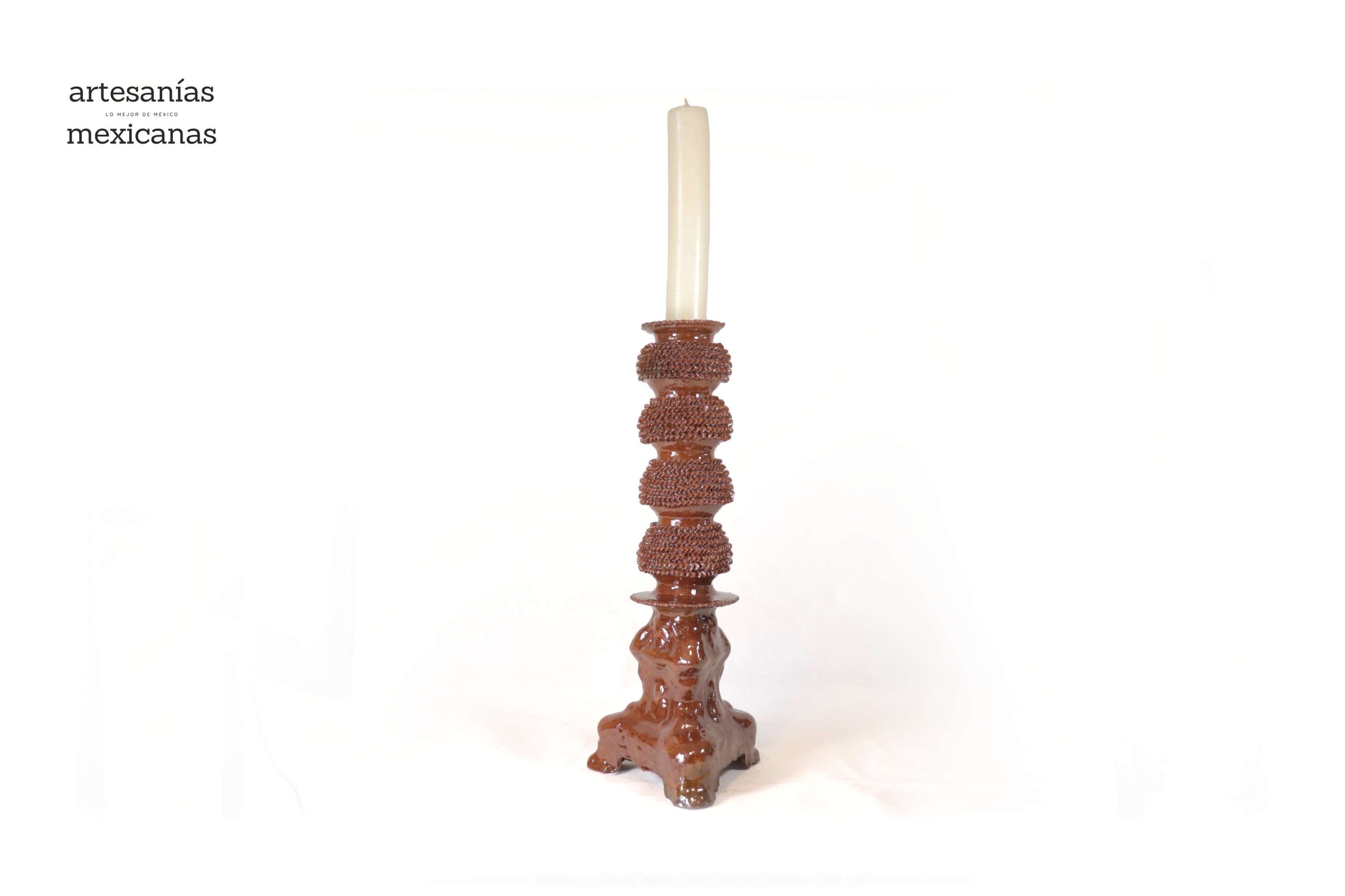 Set of 3 Candleholders browns - Glazed Clay Juan Gtz