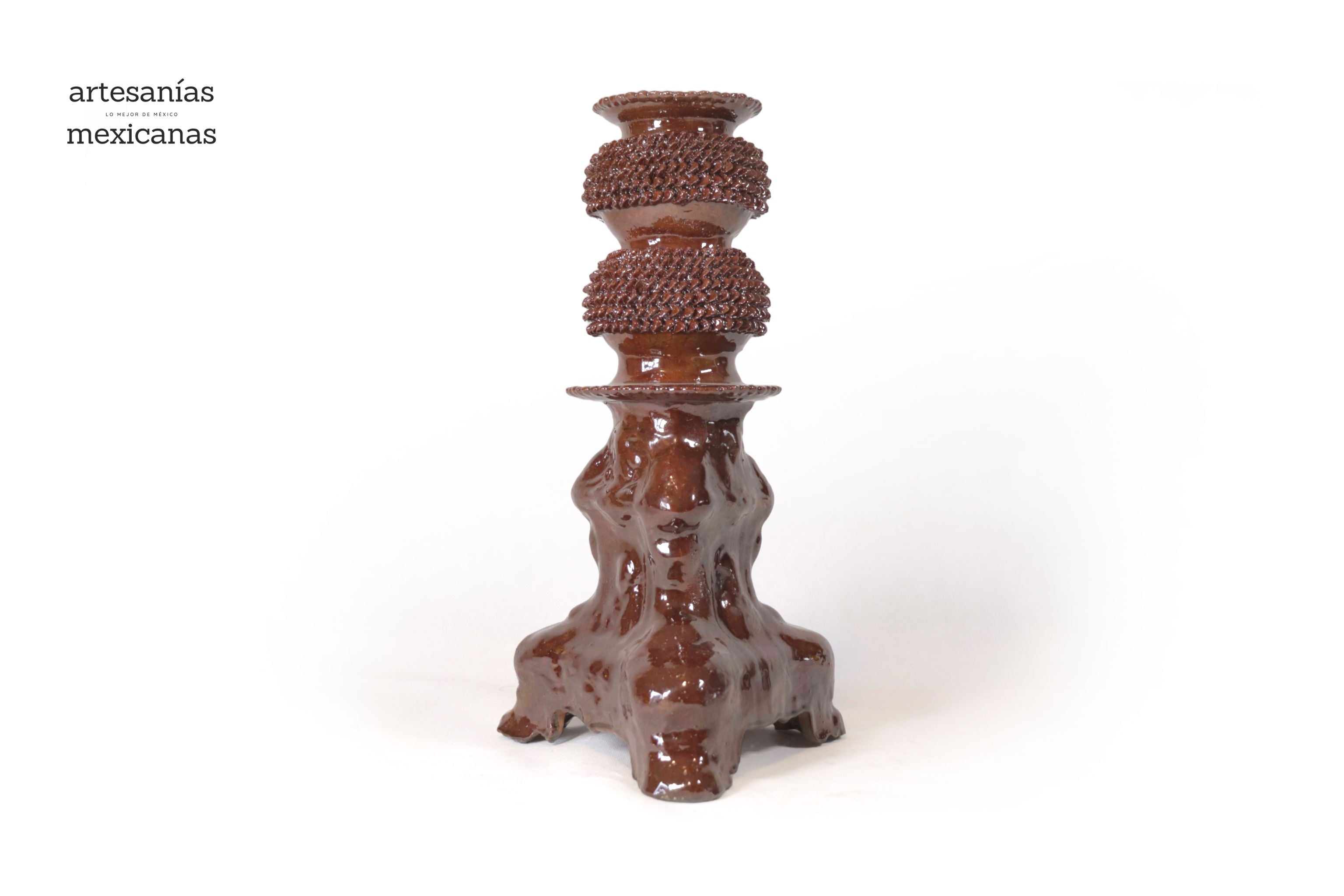 Set of 3 Candleholders browns - Glazed Clay Juan Gtz