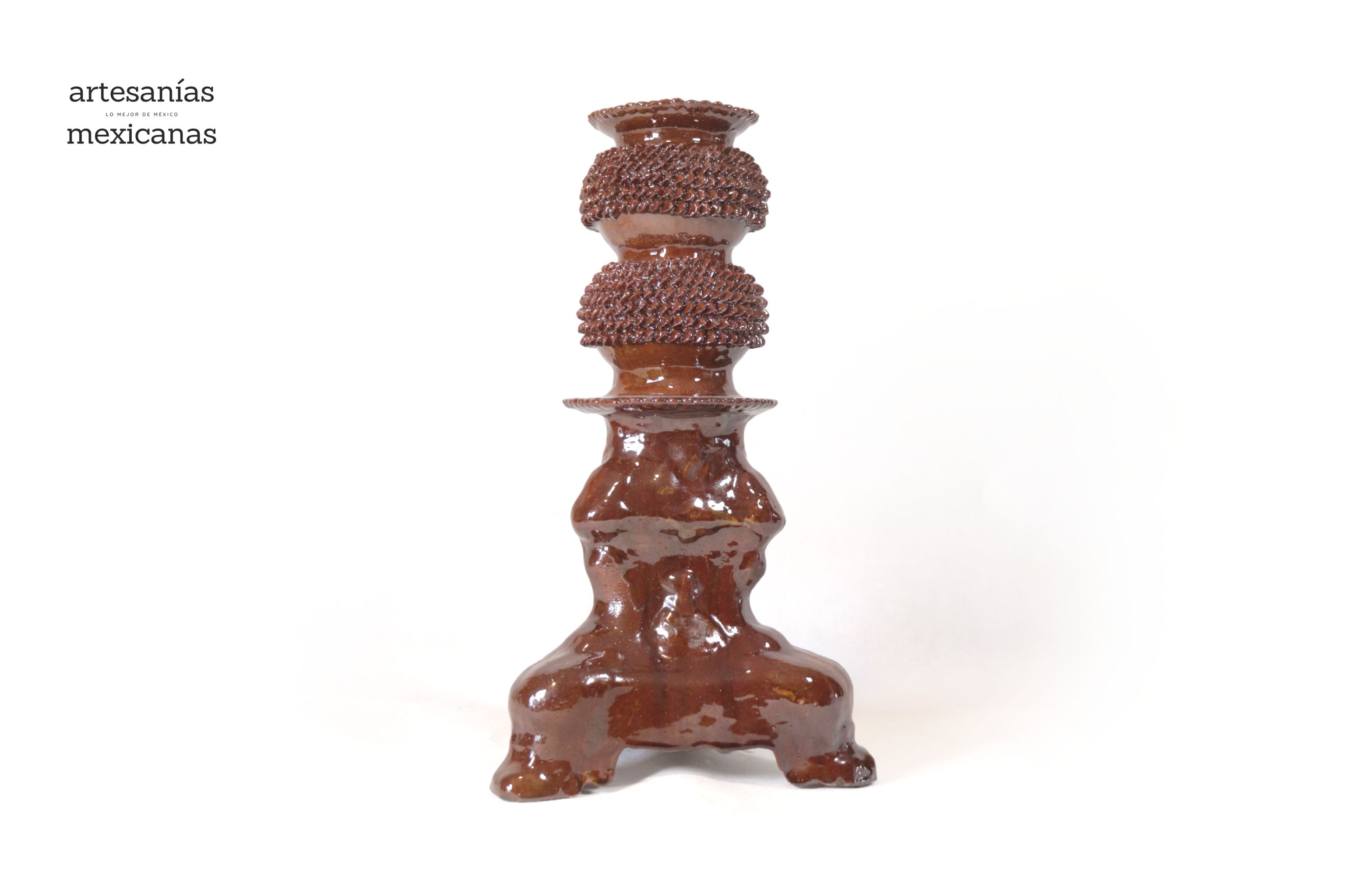 Set of 3 Candleholders browns - Glazed Clay Juan Gtz