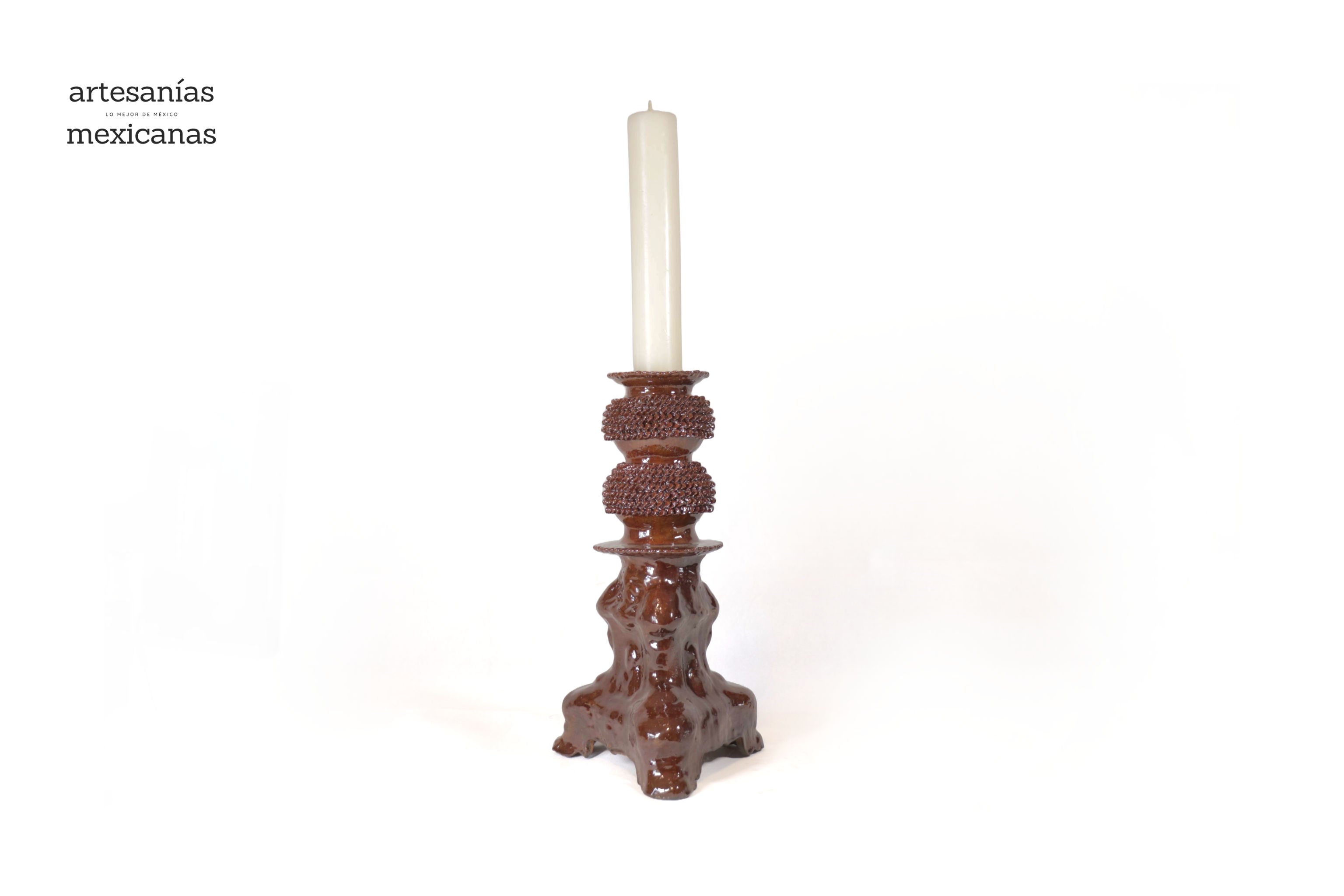 Set of 3 Candleholders browns - Glazed Clay Juan Gtz