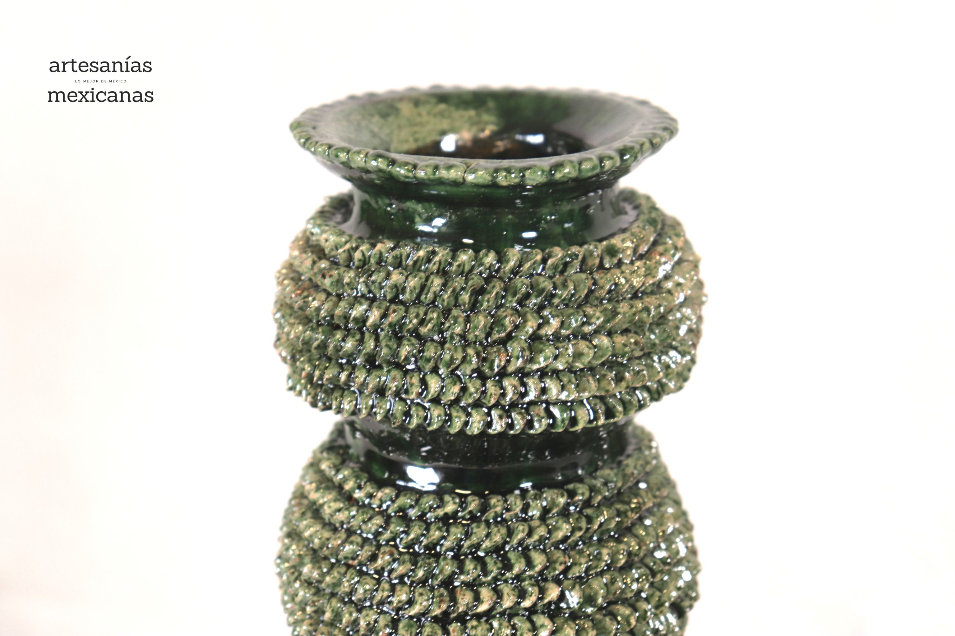 Set of 3 Candleholders Green - Glazed Clay Juan Gtz