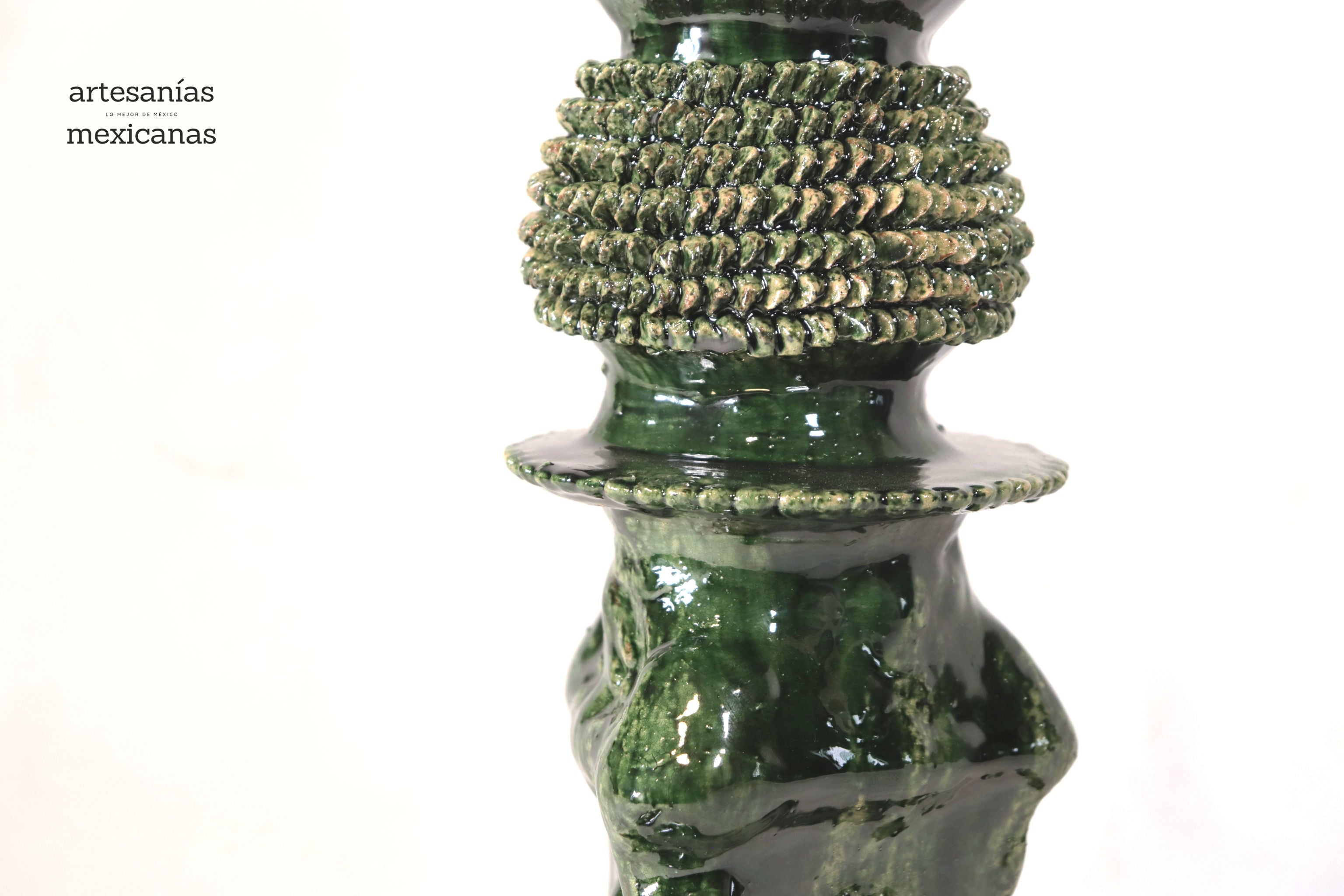 Set of 3 Candleholders Green - Glazed Clay Juan Gtz