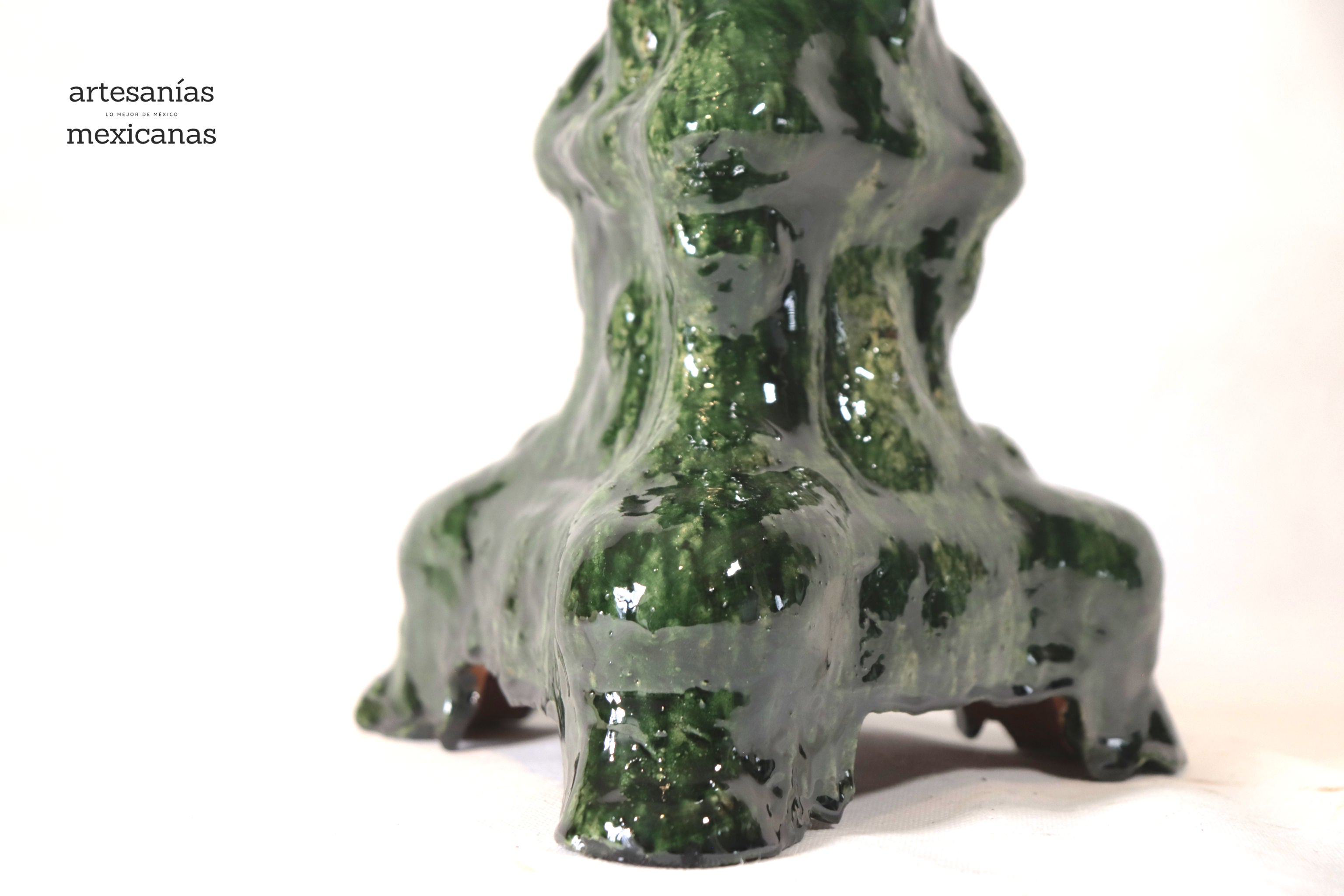 Set of 3 Candleholders Green - Glazed Clay Juan Gtz
