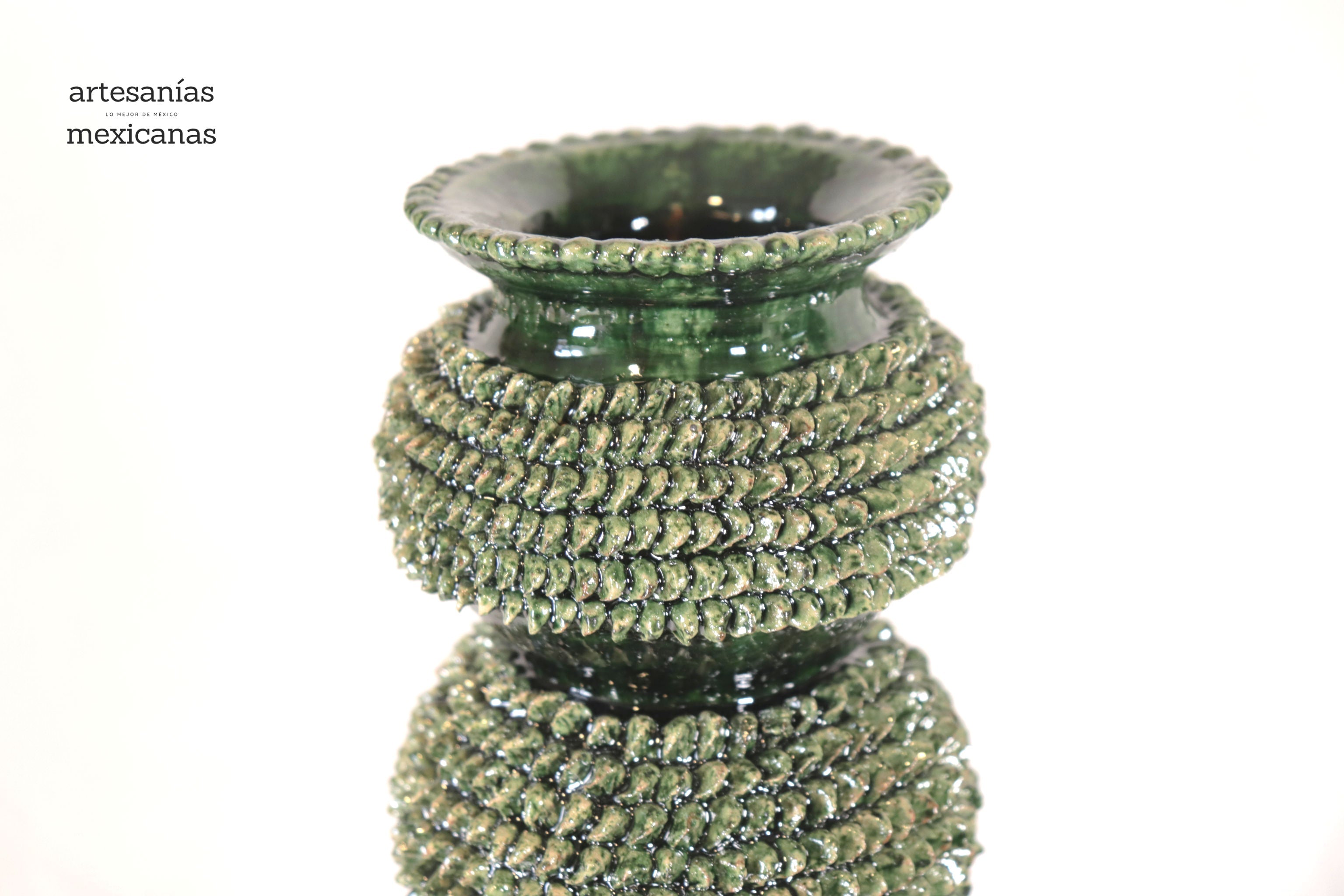 Set of 3 Candleholders Green - Glazed Clay Juan Gtz