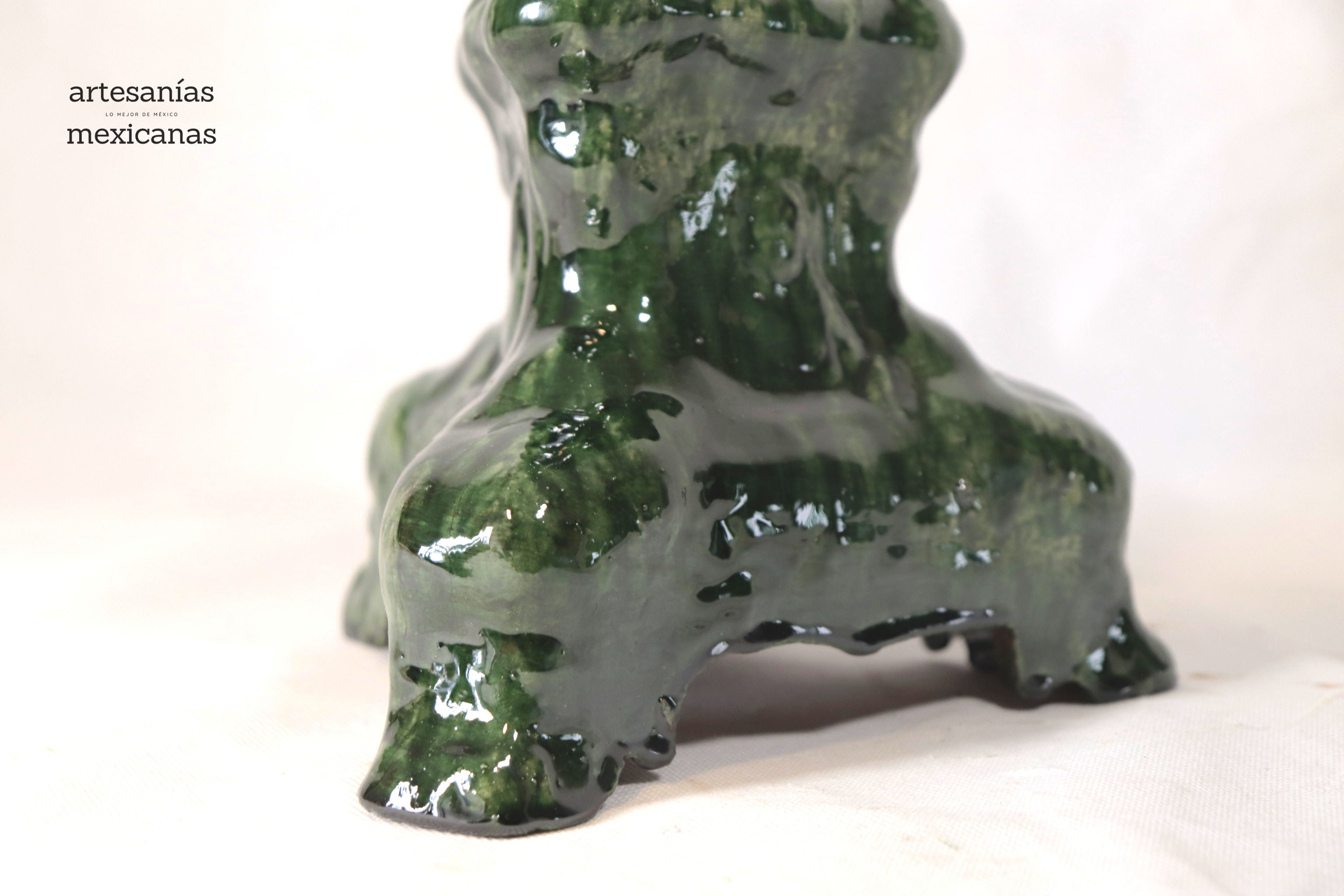 Set of 3 Candleholders Green - Glazed Clay Juan Gtz