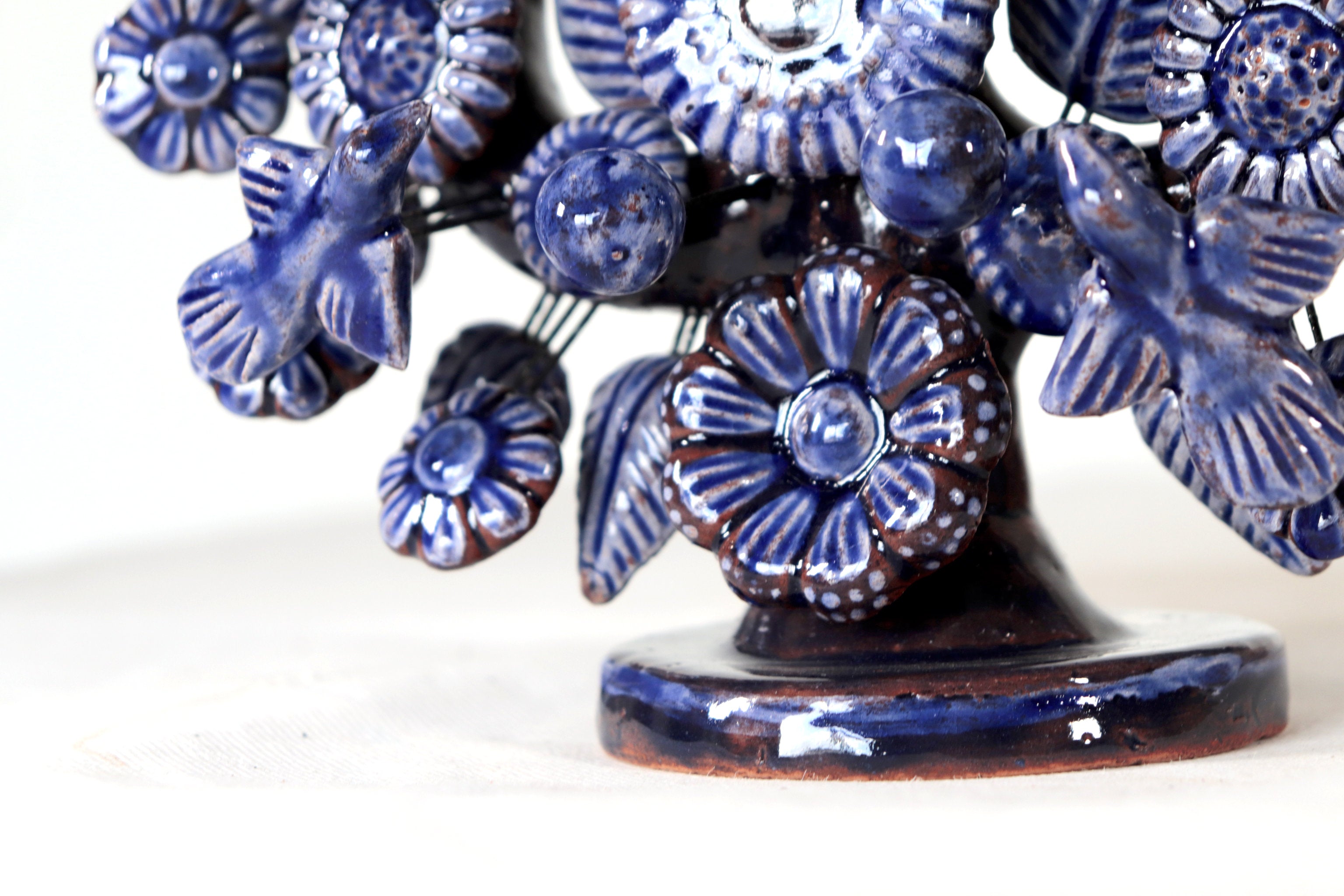 Candle Lantern Blue 1-Candle - Glazed Clay - 8.6 in. Montoya