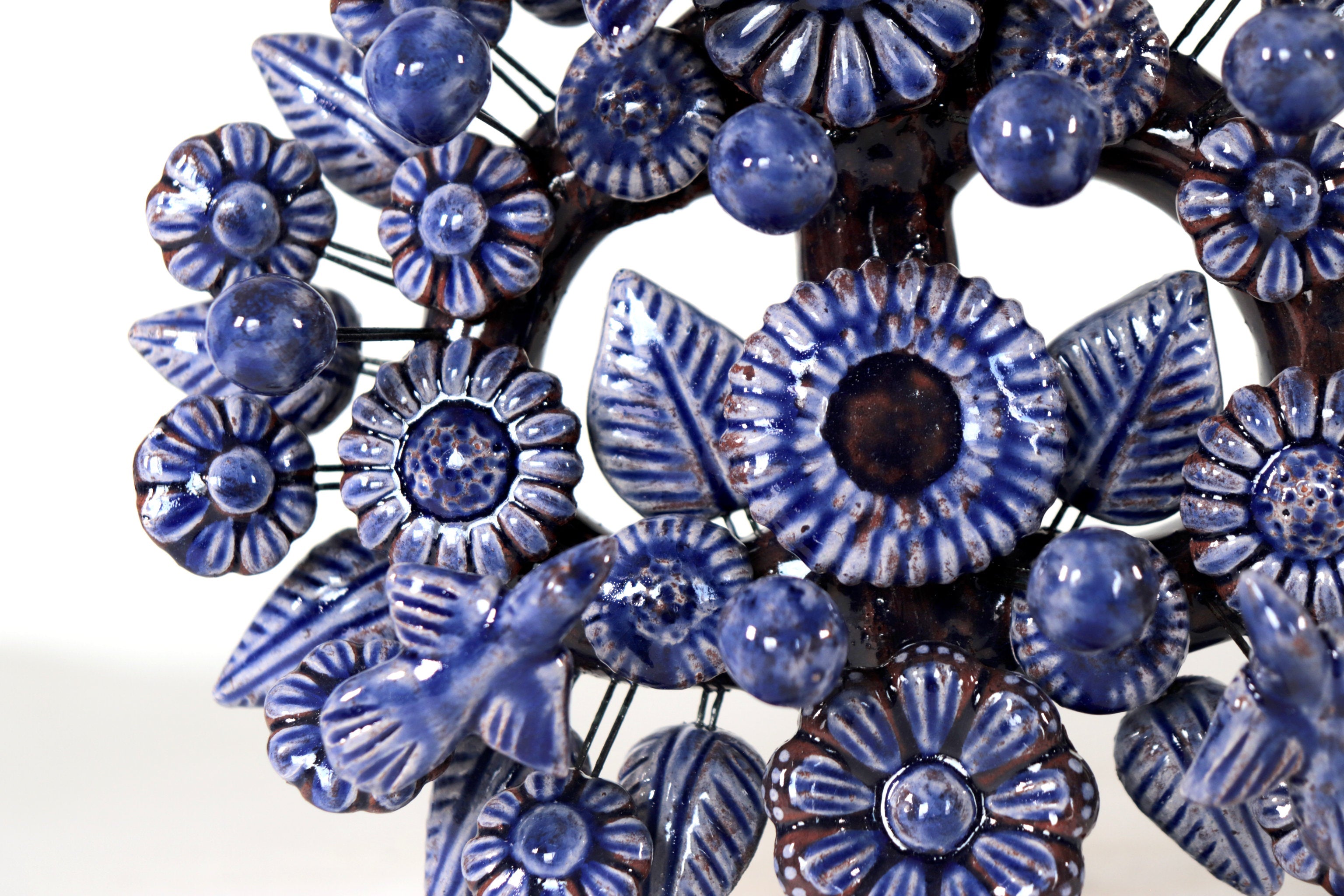 Candle Lantern Blue 1-Candle - Glazed Clay - 8.6 in. Montoya
