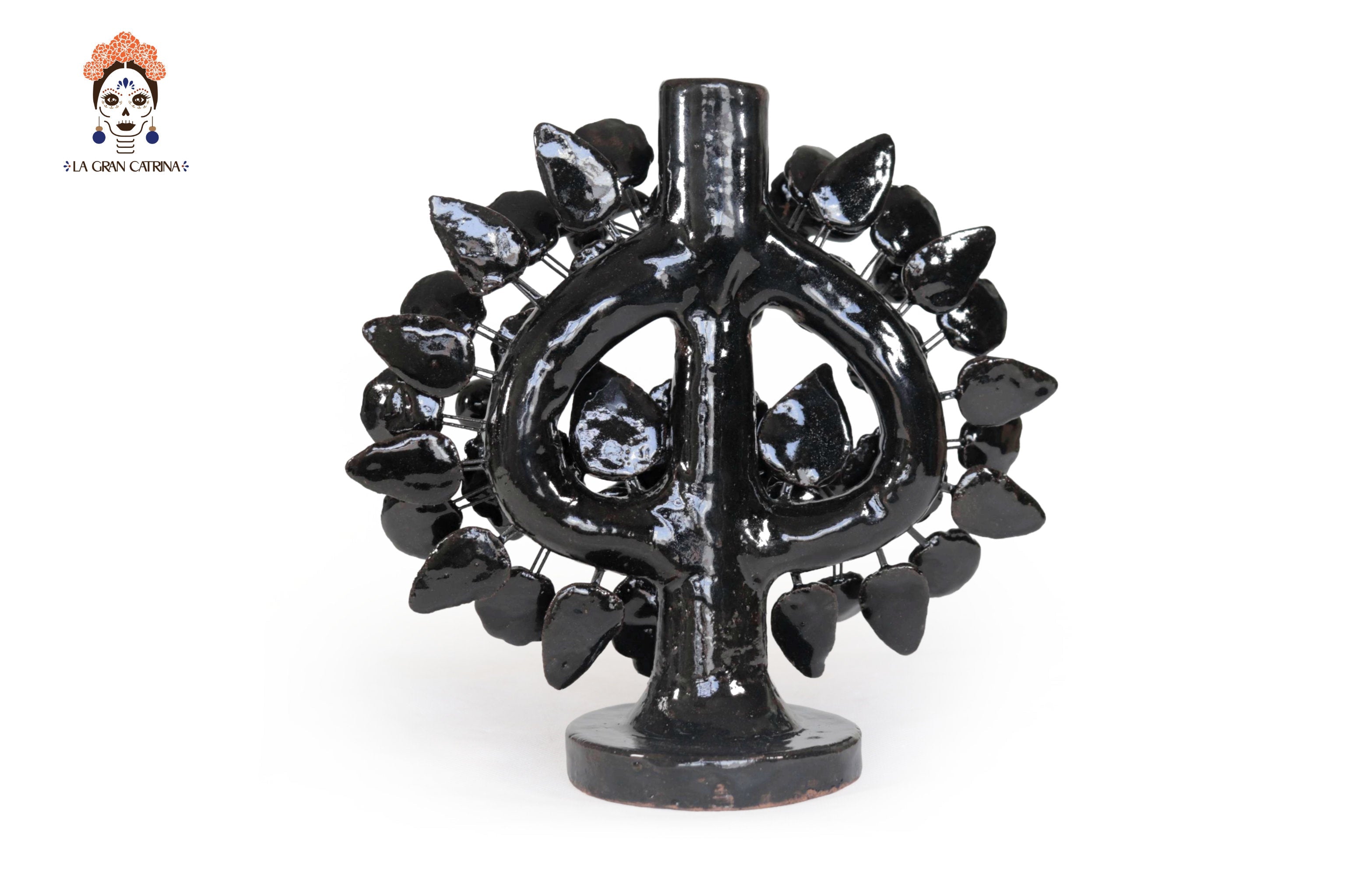 Black 1-Candle Candle Lantern - Glazed Clay - 8.6 in. Montoya