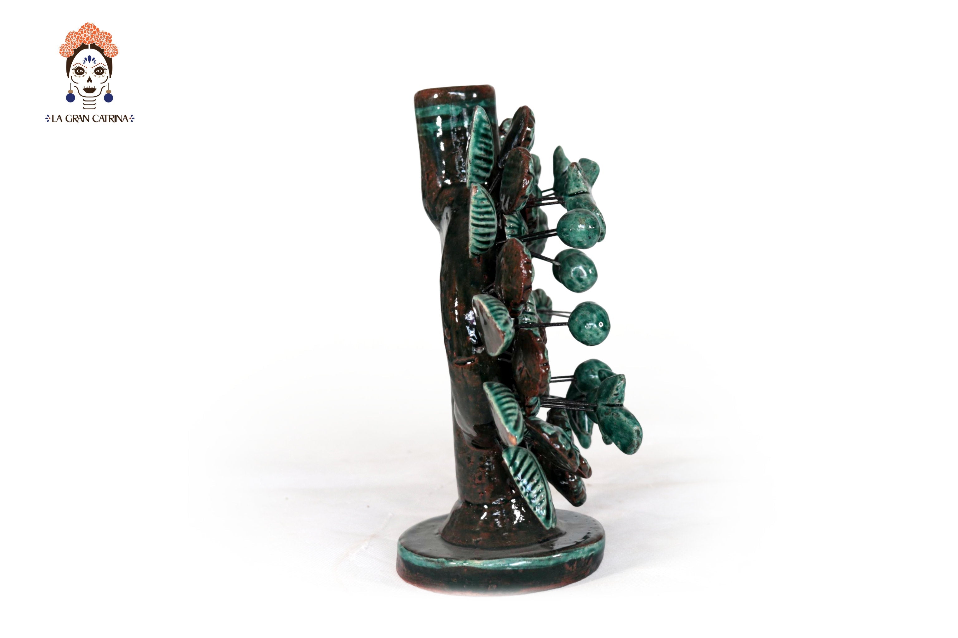 Green 1-Candle Candle Lantern - Glazed Clay - 8.6 in. Montoya