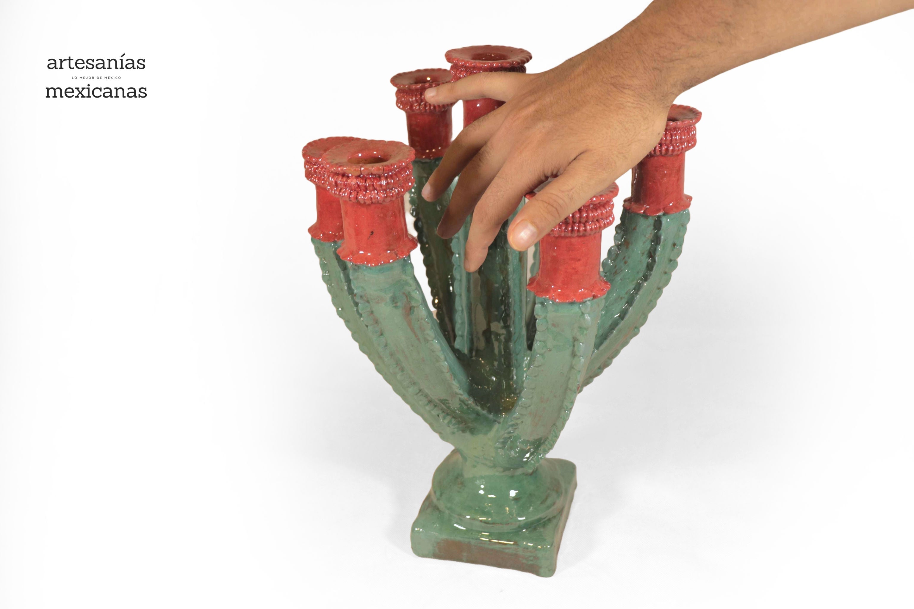 Glazed Prickly Pear Cactus Candleholder - 15.3 in. Juan Gtz