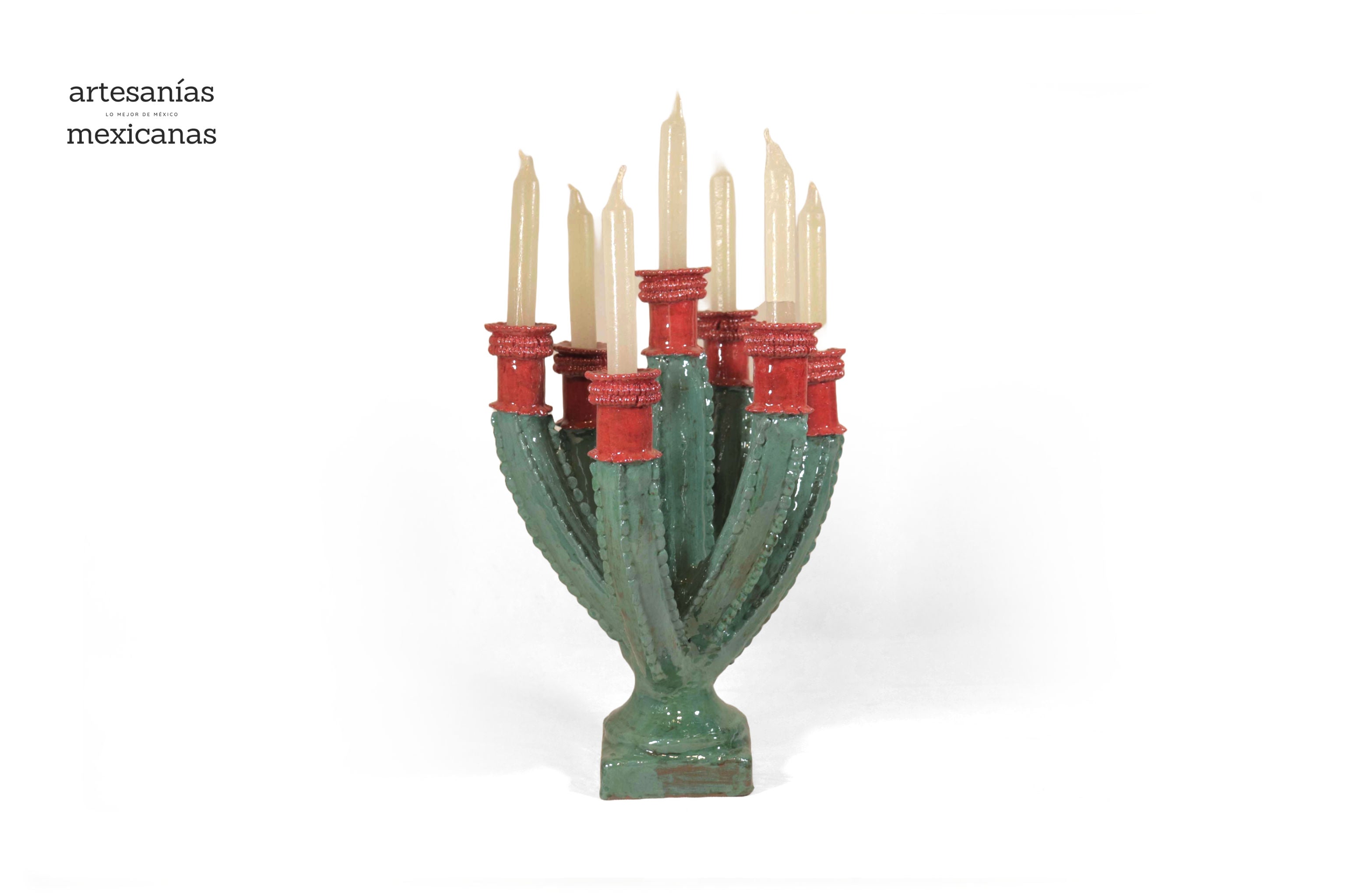 Glazed Prickly Pear Cactus Candleholder - 15.3 in. Juan Gtz