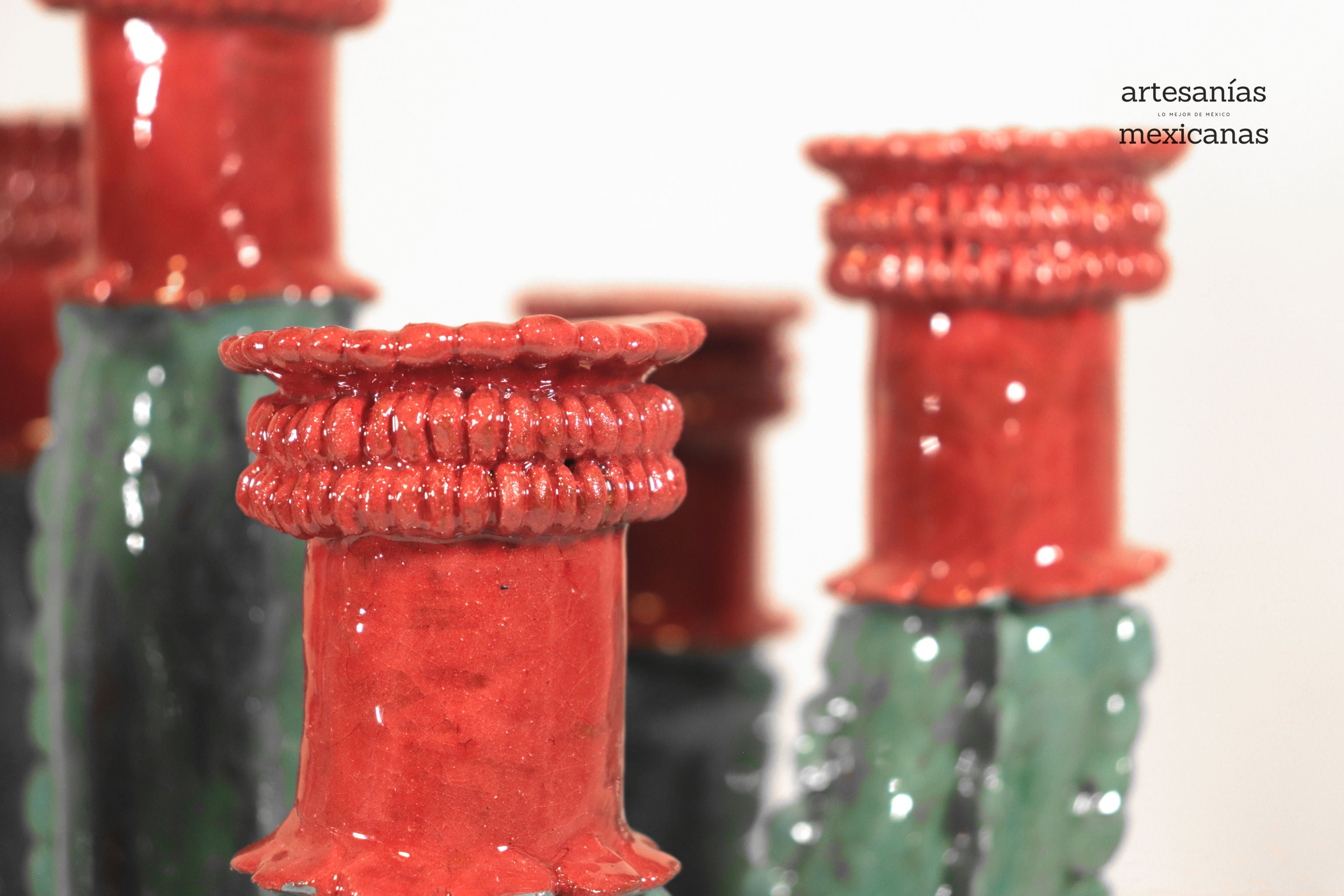 Glazed Prickly Pear Cactus Candleholder - 15.3 in. Juan Gtz