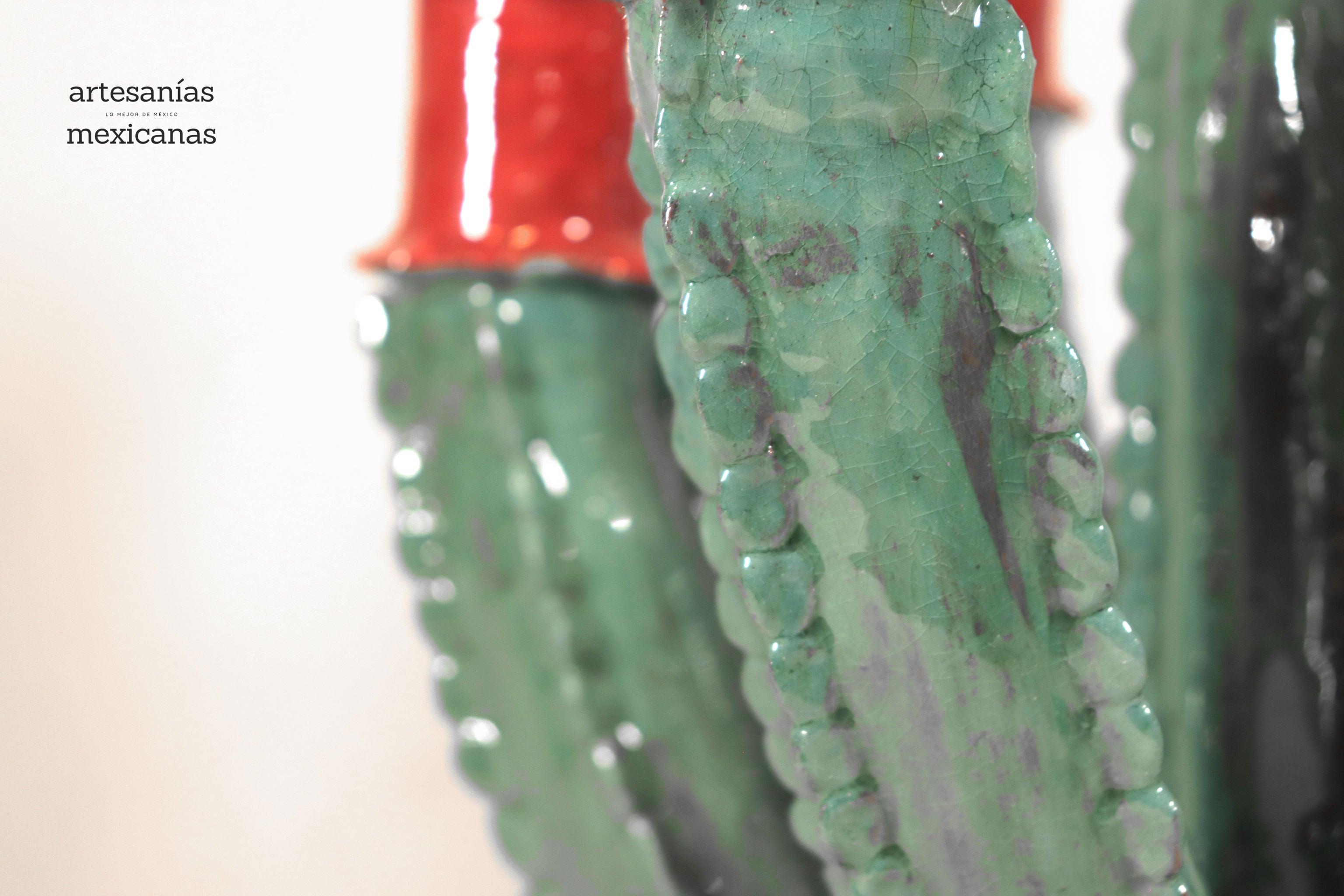 Glazed Prickly Pear Cactus Candleholder - 15.3 in. Juan Gtz