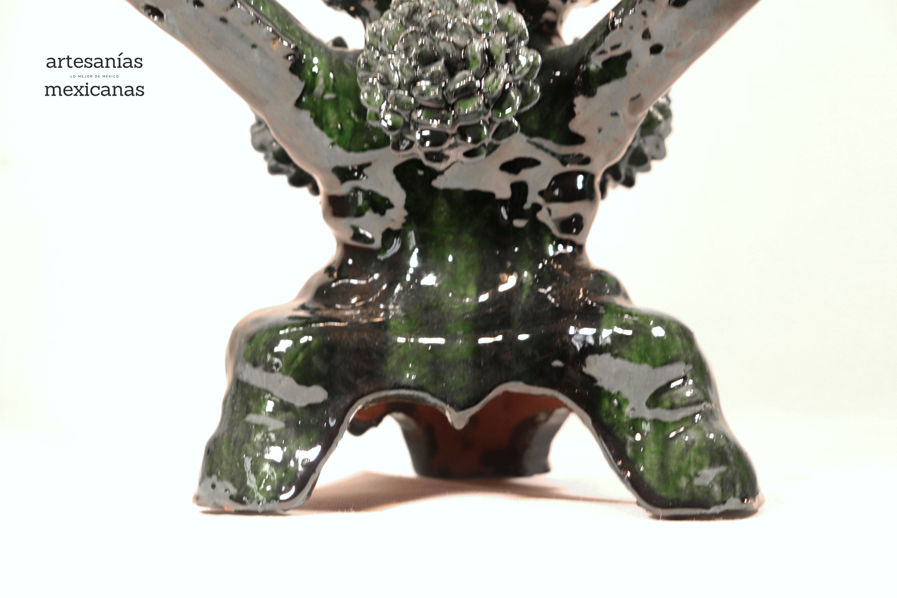 Candleholder green of 4 candles - Glazed Clay - 16 in. Juan Gtz