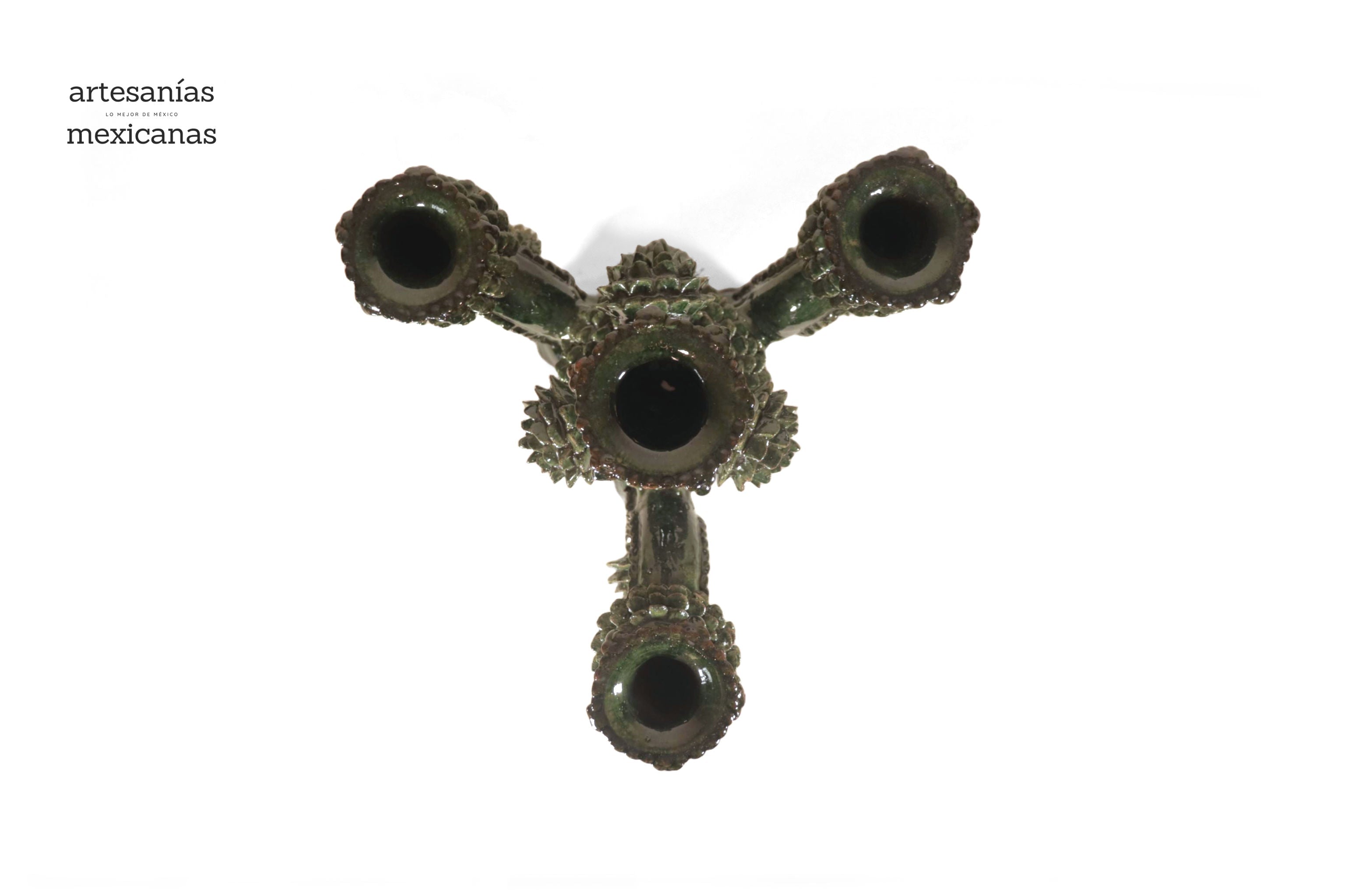 Candleholder green of 4 candles - Glazed Clay - 16 in. Juan Gtz