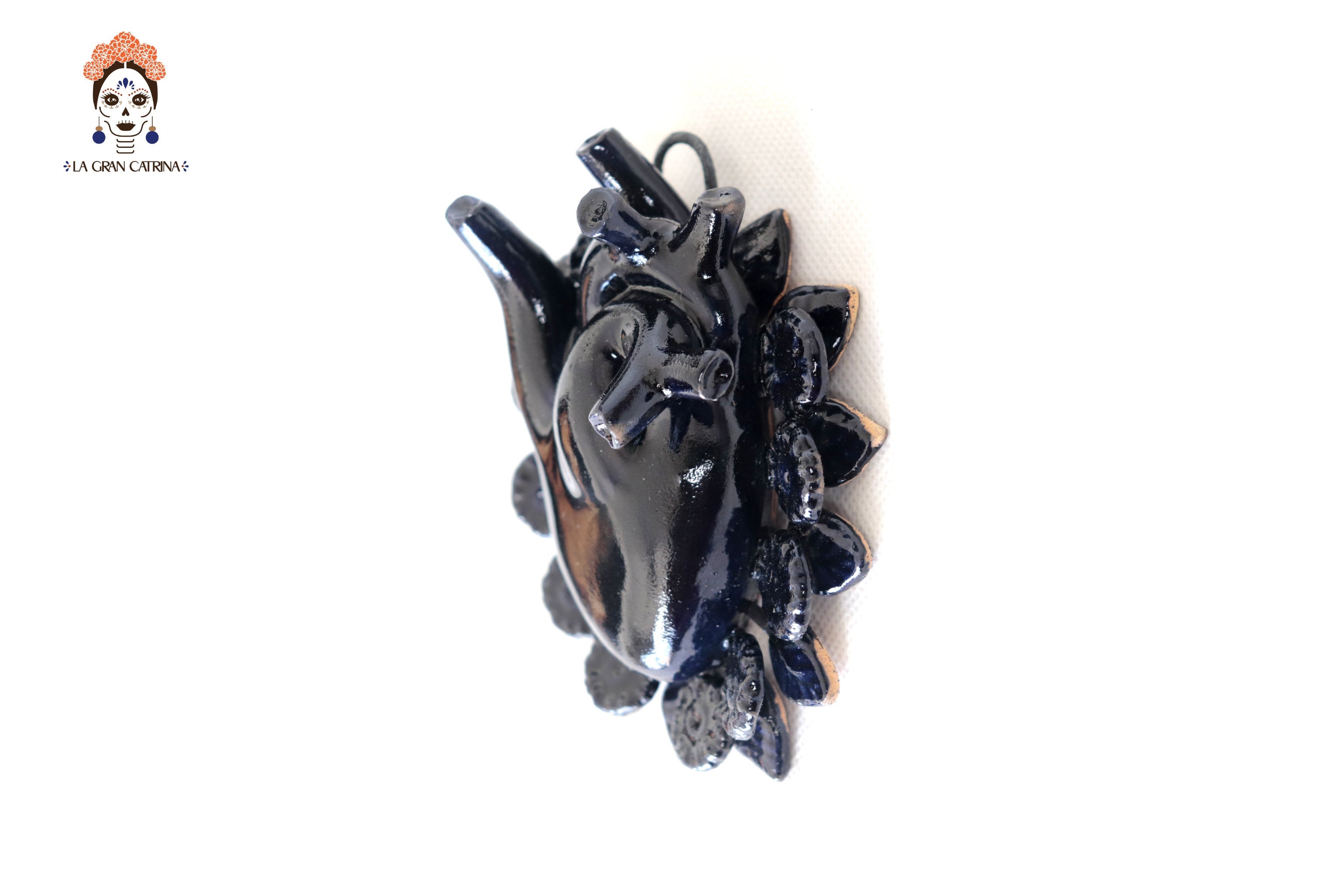 Heart Black Wall small - Glazed Clay - 4.1 in. Tiru