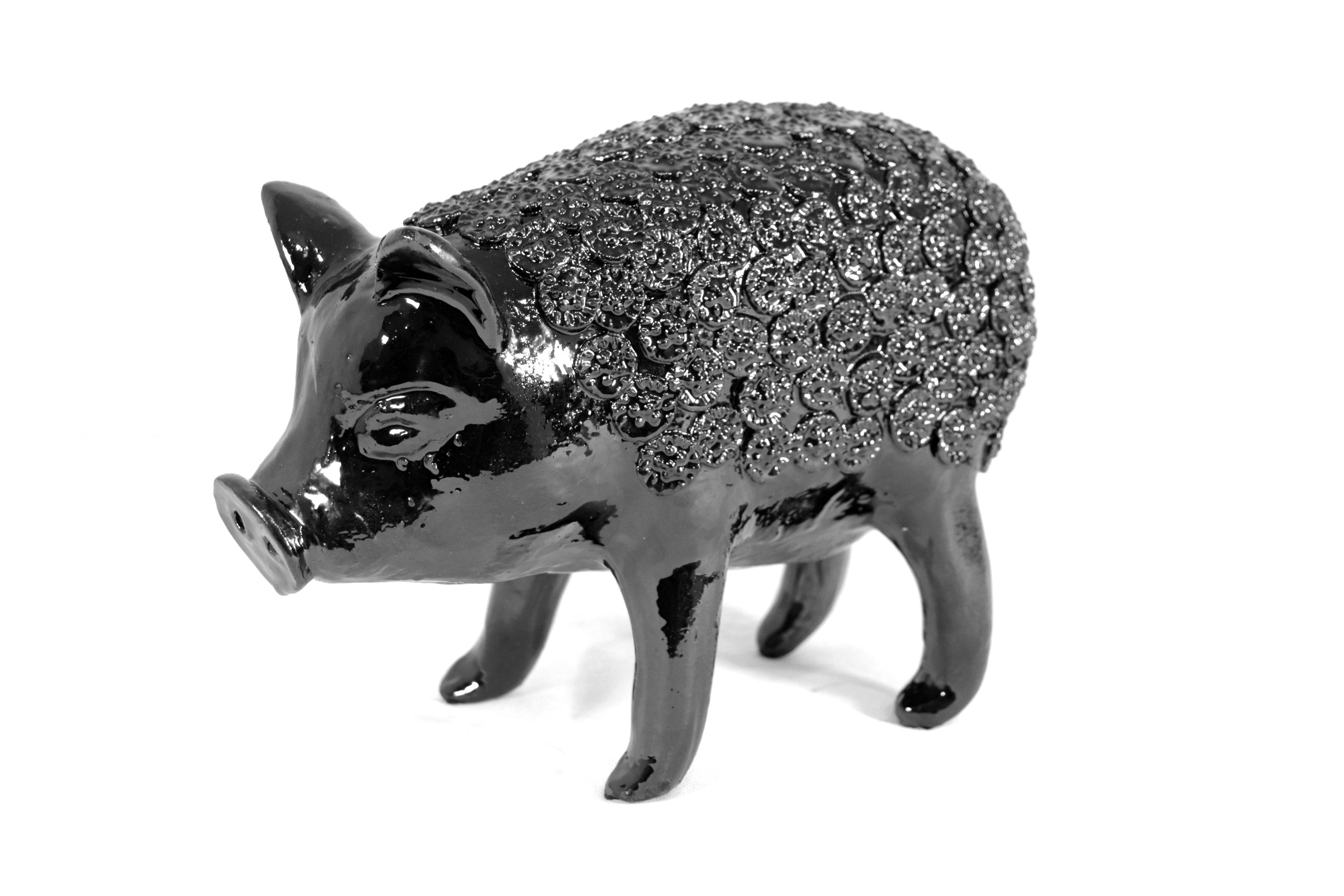 Cochinito - Cerdo of ahorro medium - Black - 11 in. Juan Gtz