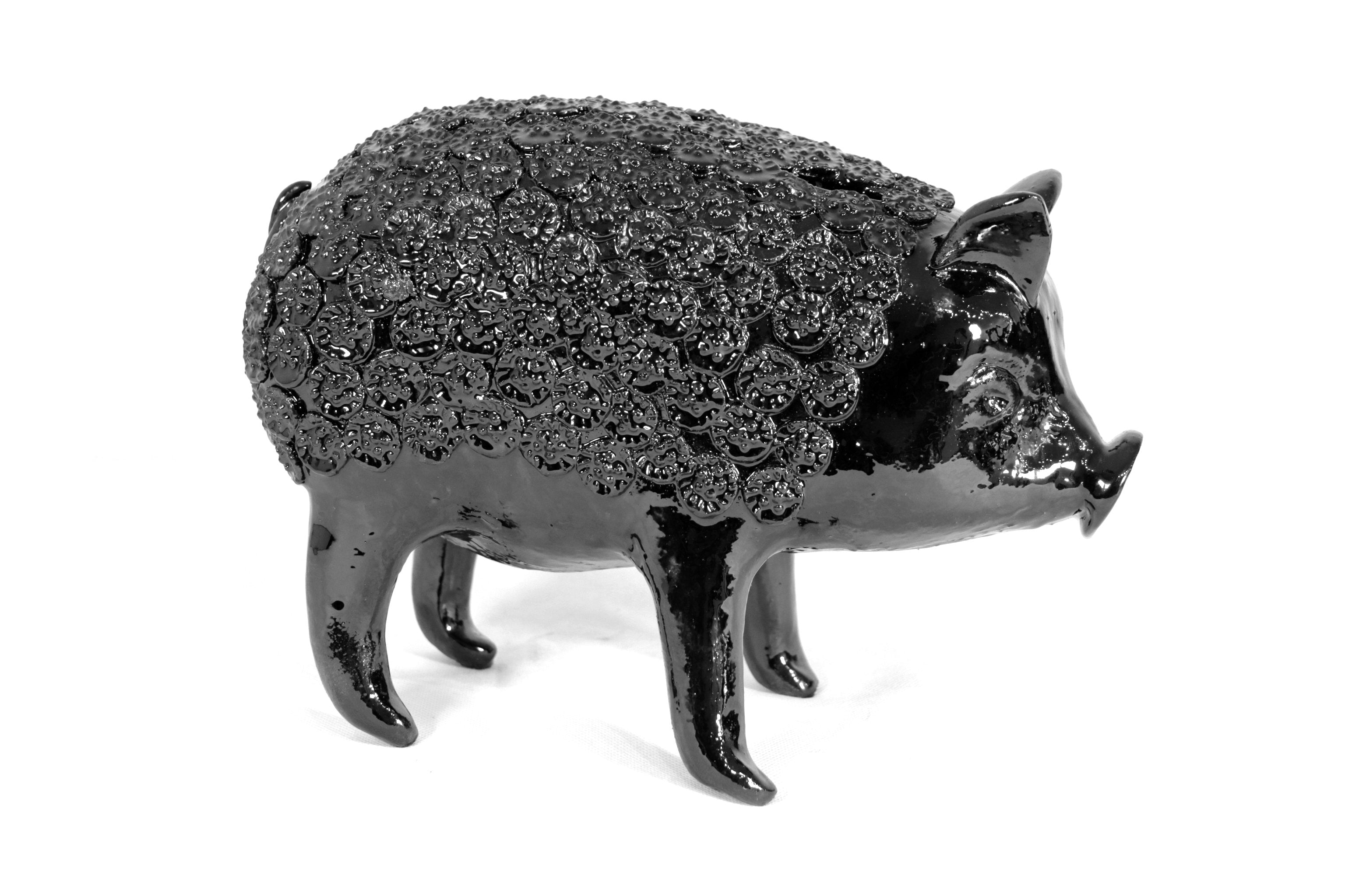 Cochinito - Cerdo of ahorro medium - Black - 11 in. Juan Gtz