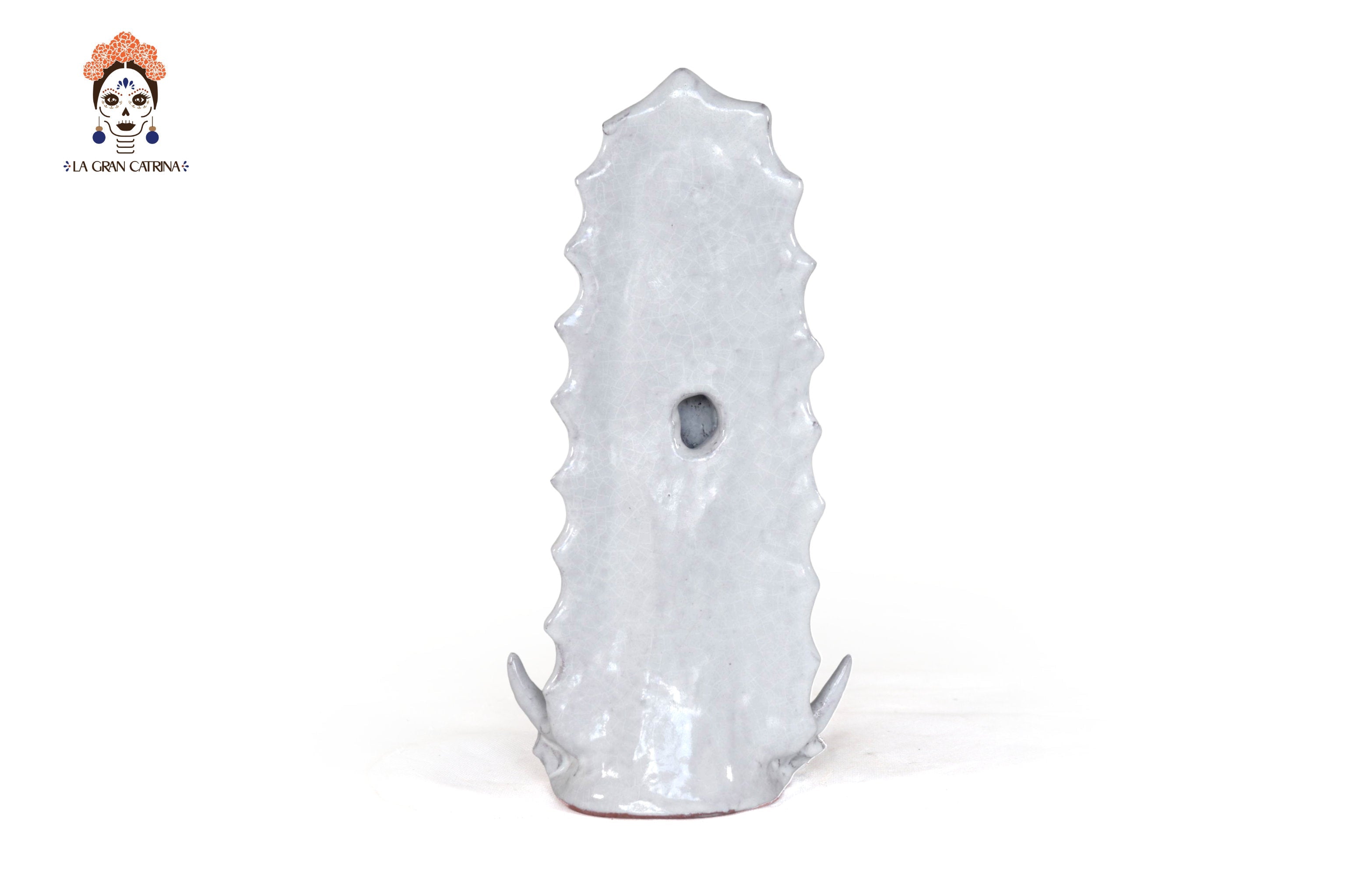 Virgin of Guadalupe - Glazed Clay white - 11.8 in. Montoya