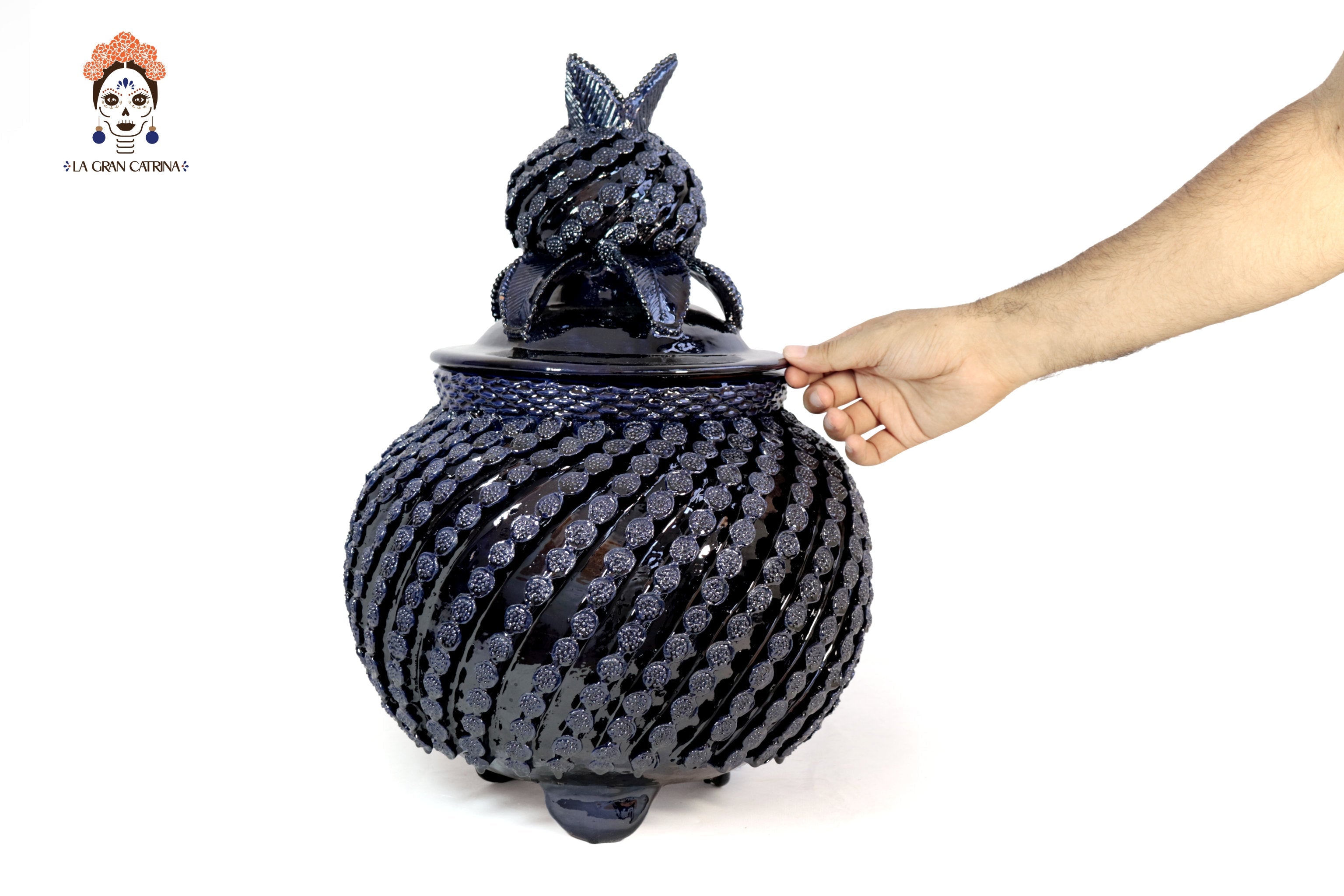 Vase blue with Spiral Buttons - 18.8 in. Juan Gtz