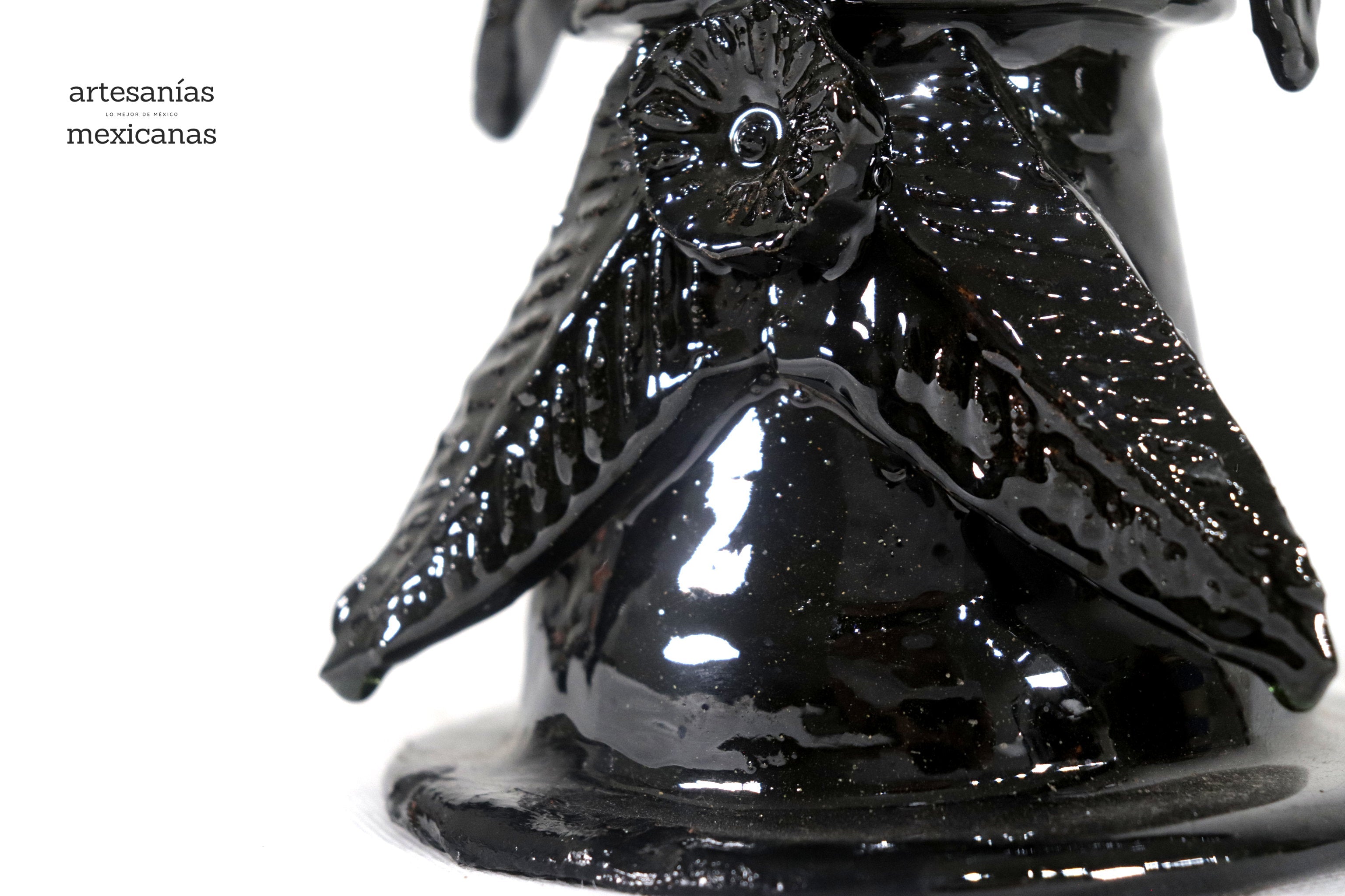 3-Candle Candleholder Black - 11.2 in. - Glazed Clay Juan Gtz