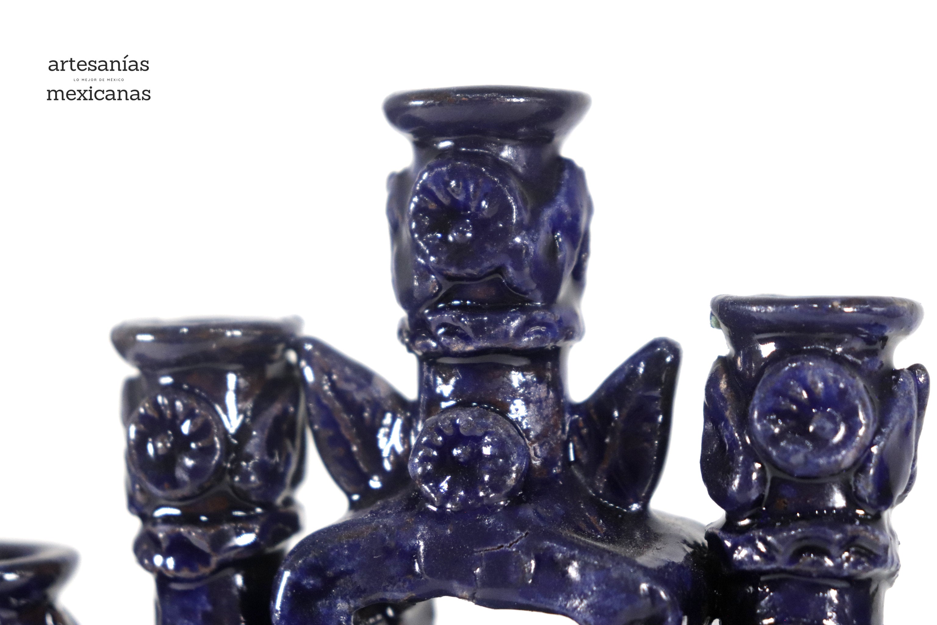 Candleholder Blue 7 candles - 10 in. Tereri
