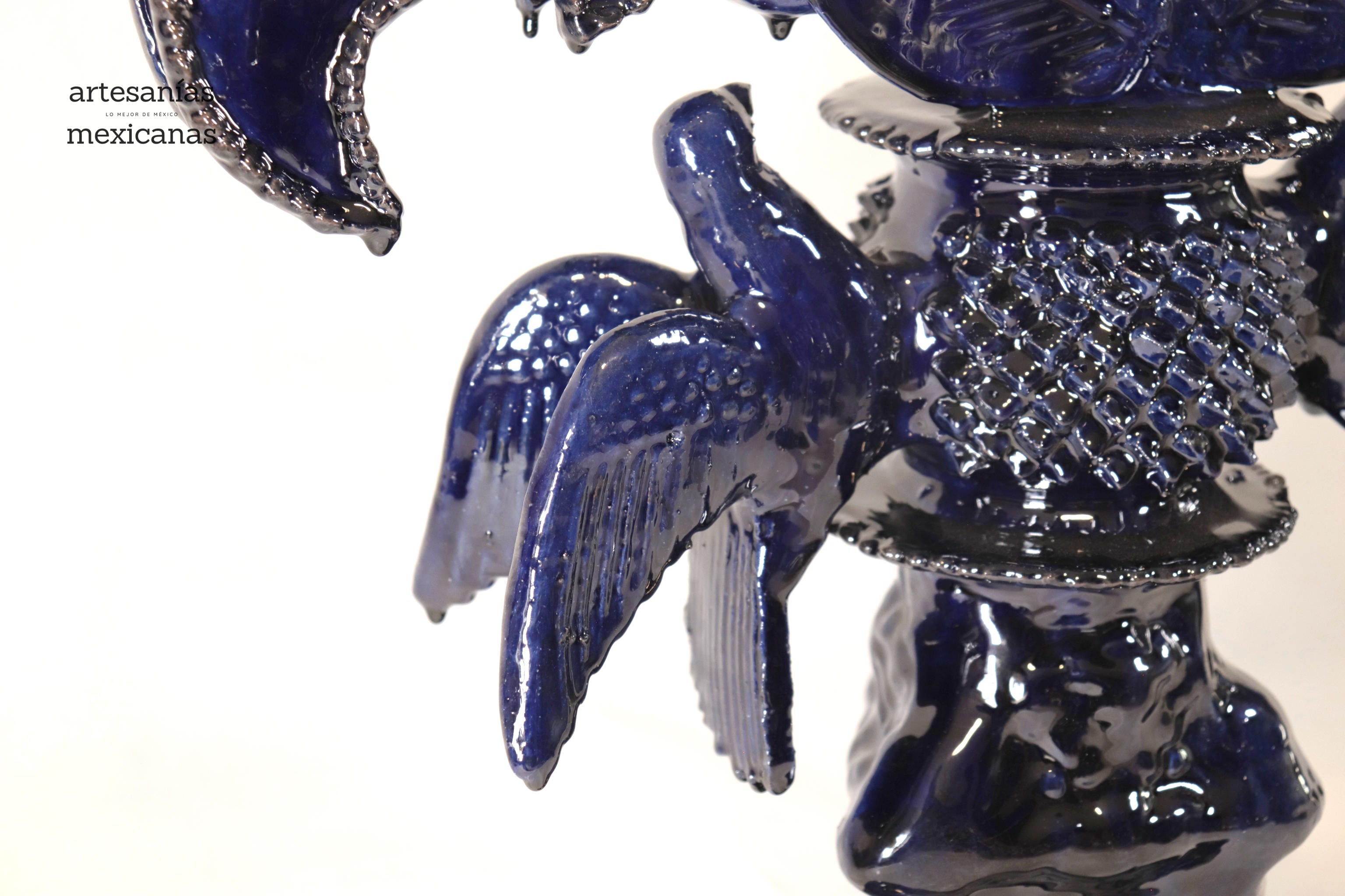 Candleholder Blue 7 candles - Glazed Clay - 28 in. Juan Gtz