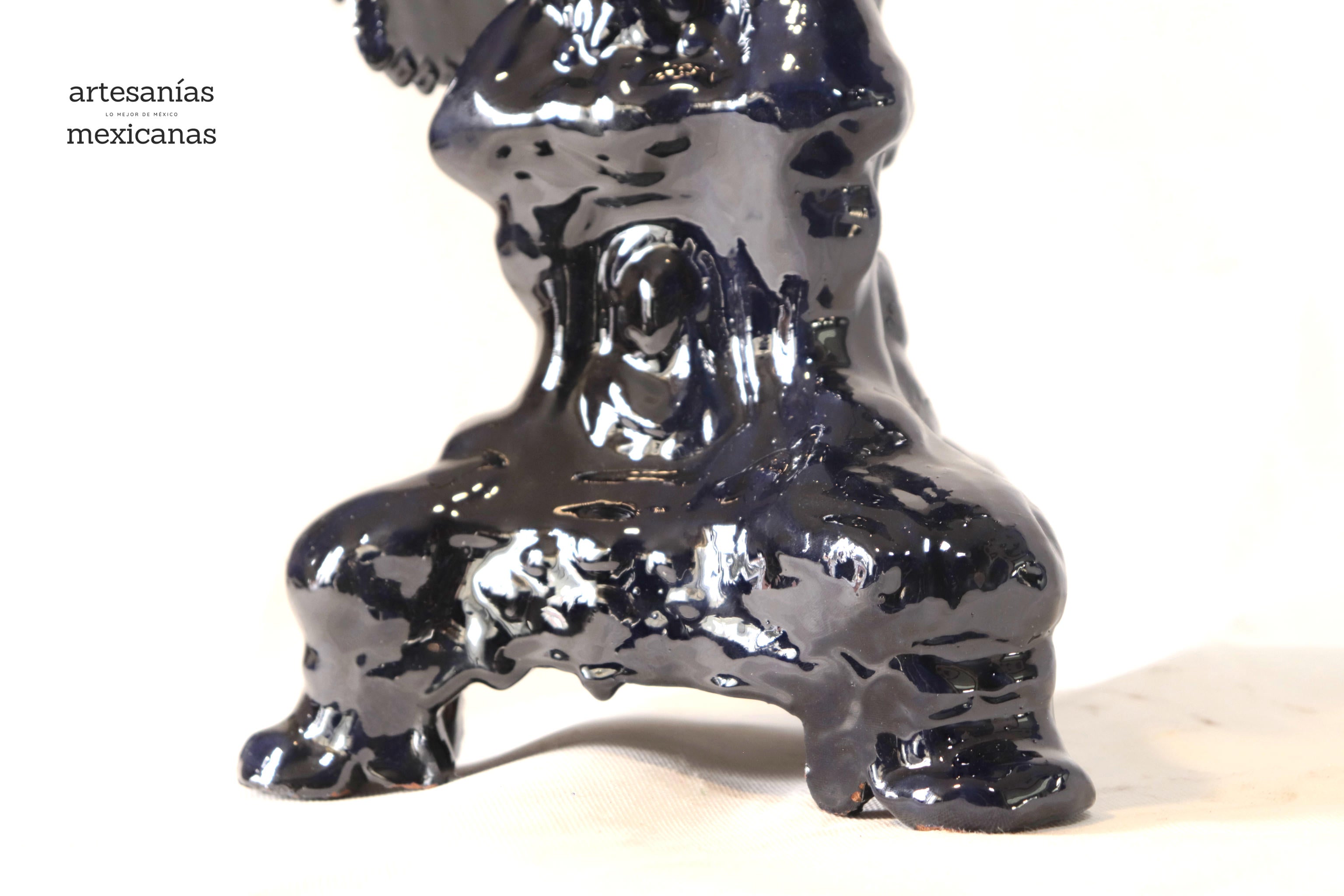 Candleholder Blue 7 candles - Glazed Clay - 28 in. Juan Gtz