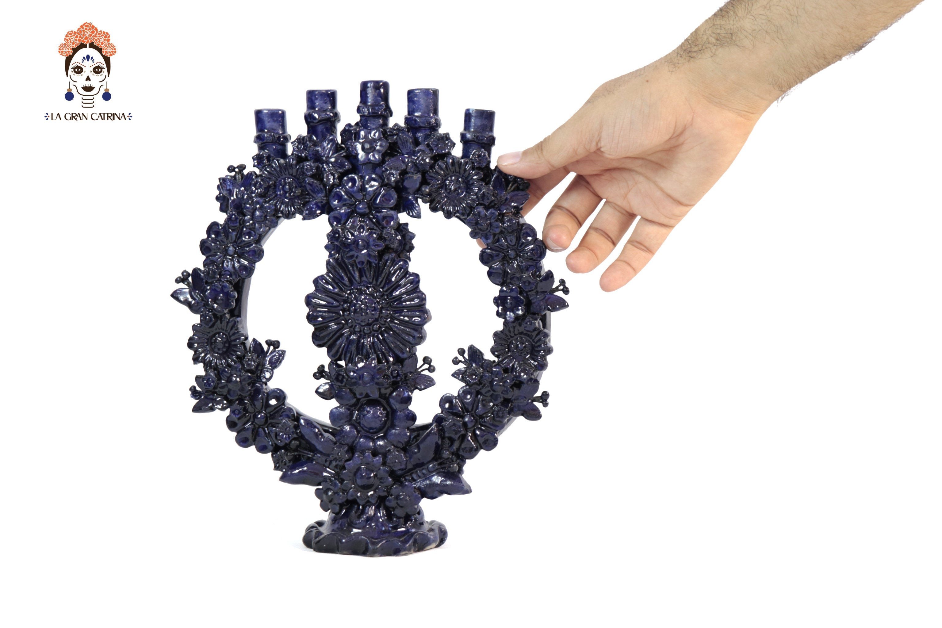 Candleholder Blue 5-Candle - 10.4 in. Juan Gtz