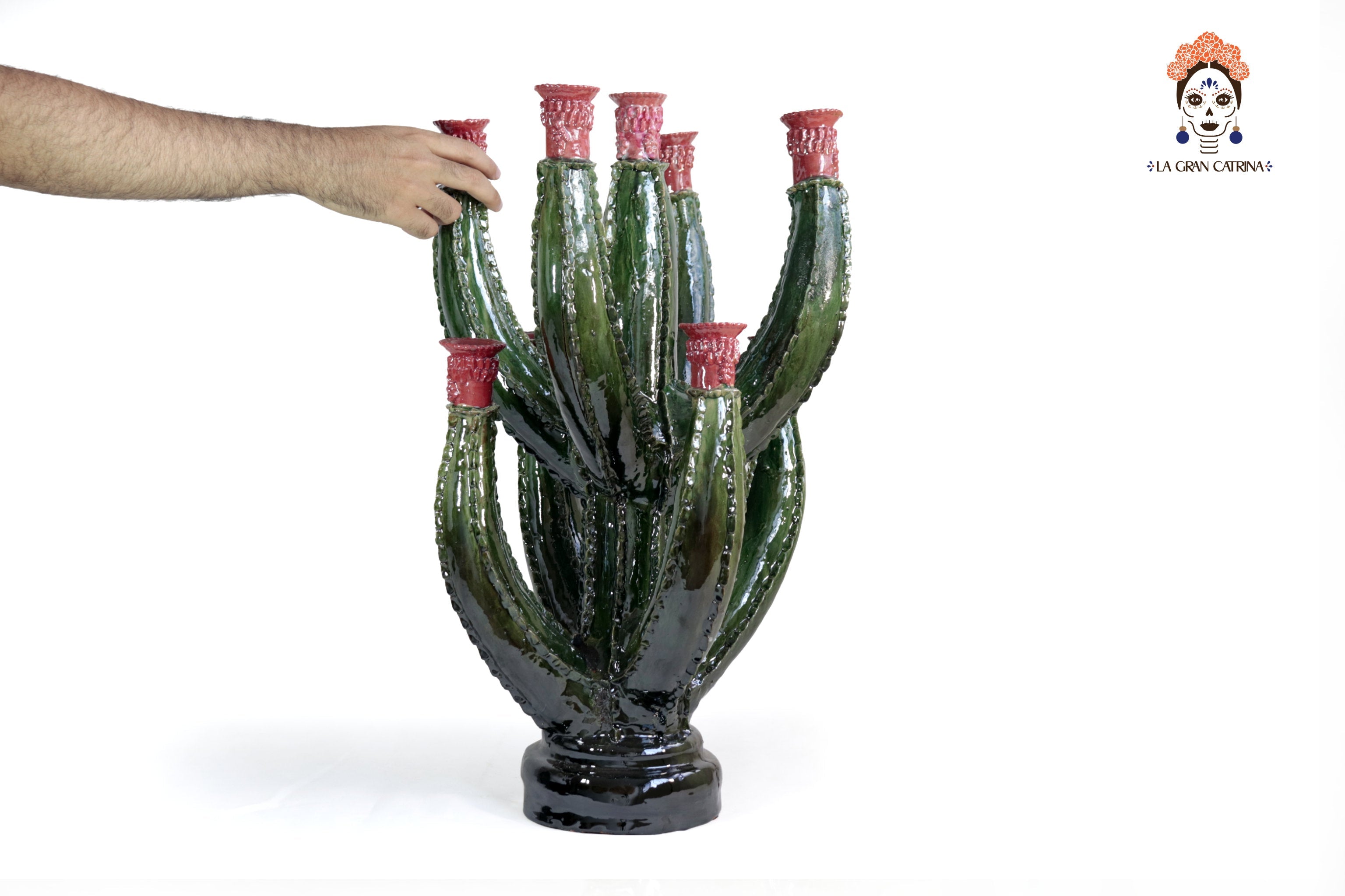 Candleholder Prickly Pear Cactus Dark Green - 23.6 in. - in. Production Juan Gtz