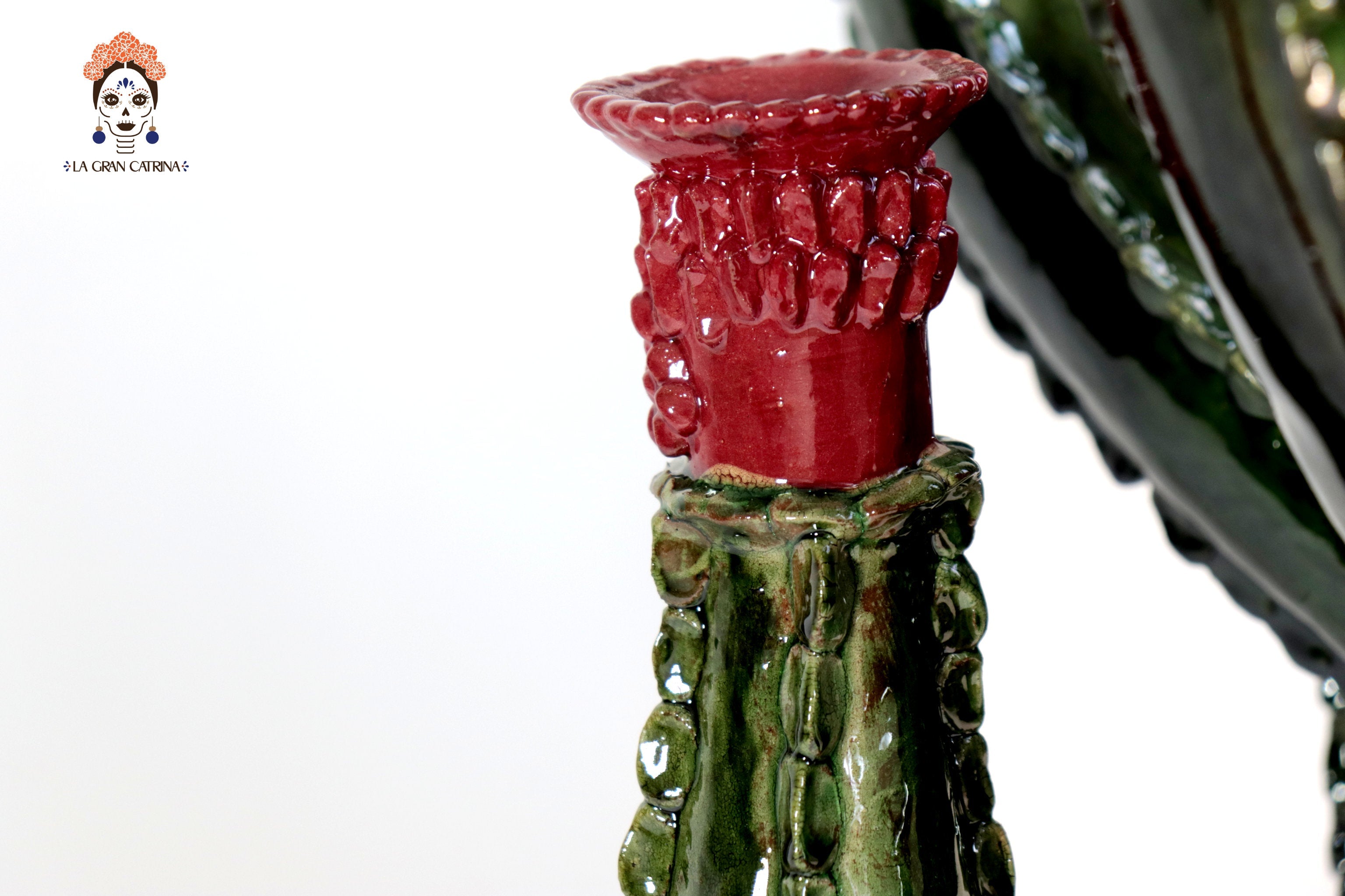 Candleholder Prickly Pear Cactus Dark Green - 23.6 in. - in. Production Juan Gtz