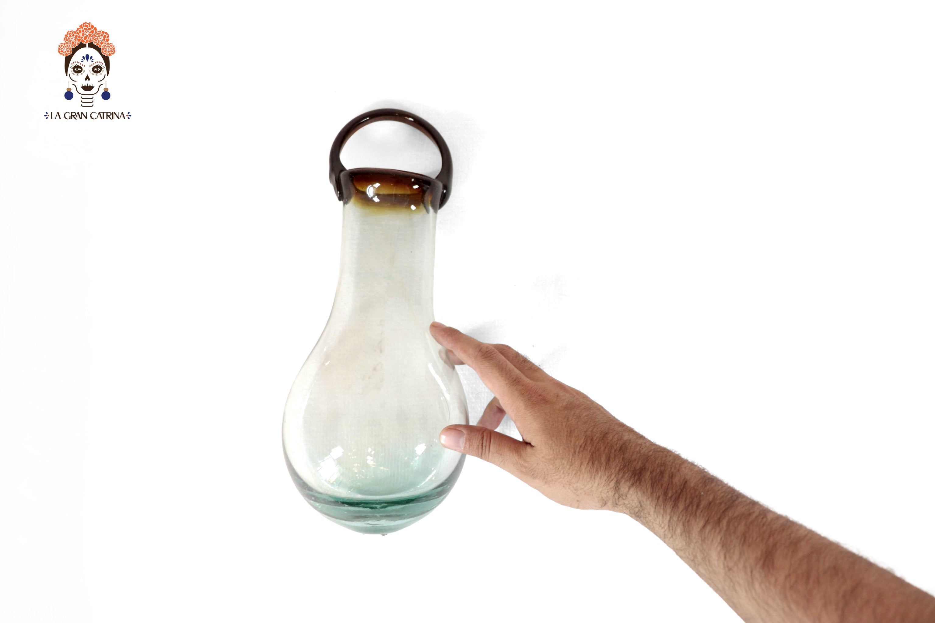Set of Blown Glass Bottles - Blue Translúcido - 11.4 in. Vidrio Soplado