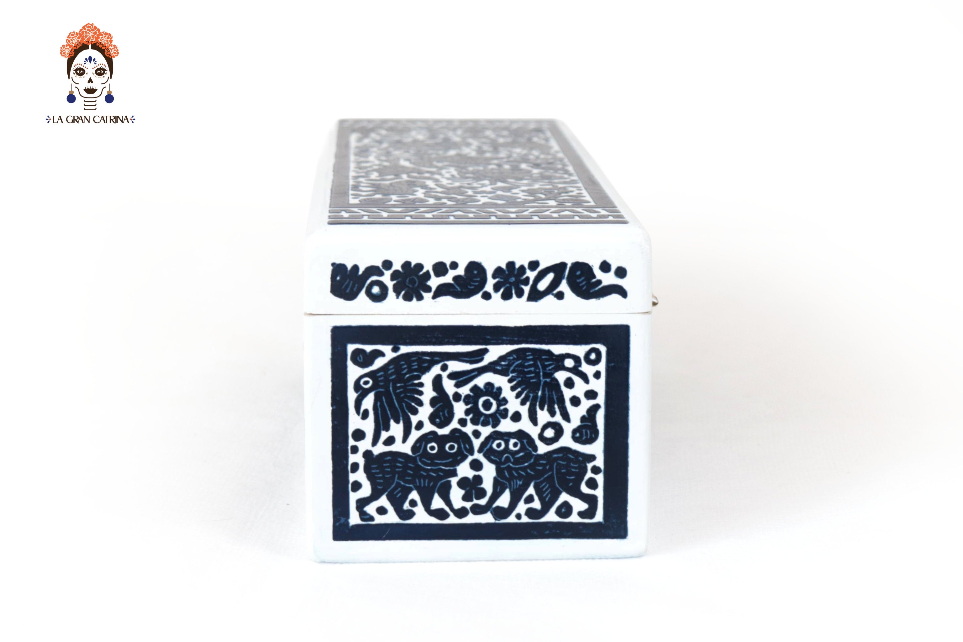 White Olinalá Handcrafted Box with Traditional Floral Design - 12.9 in. Olinala