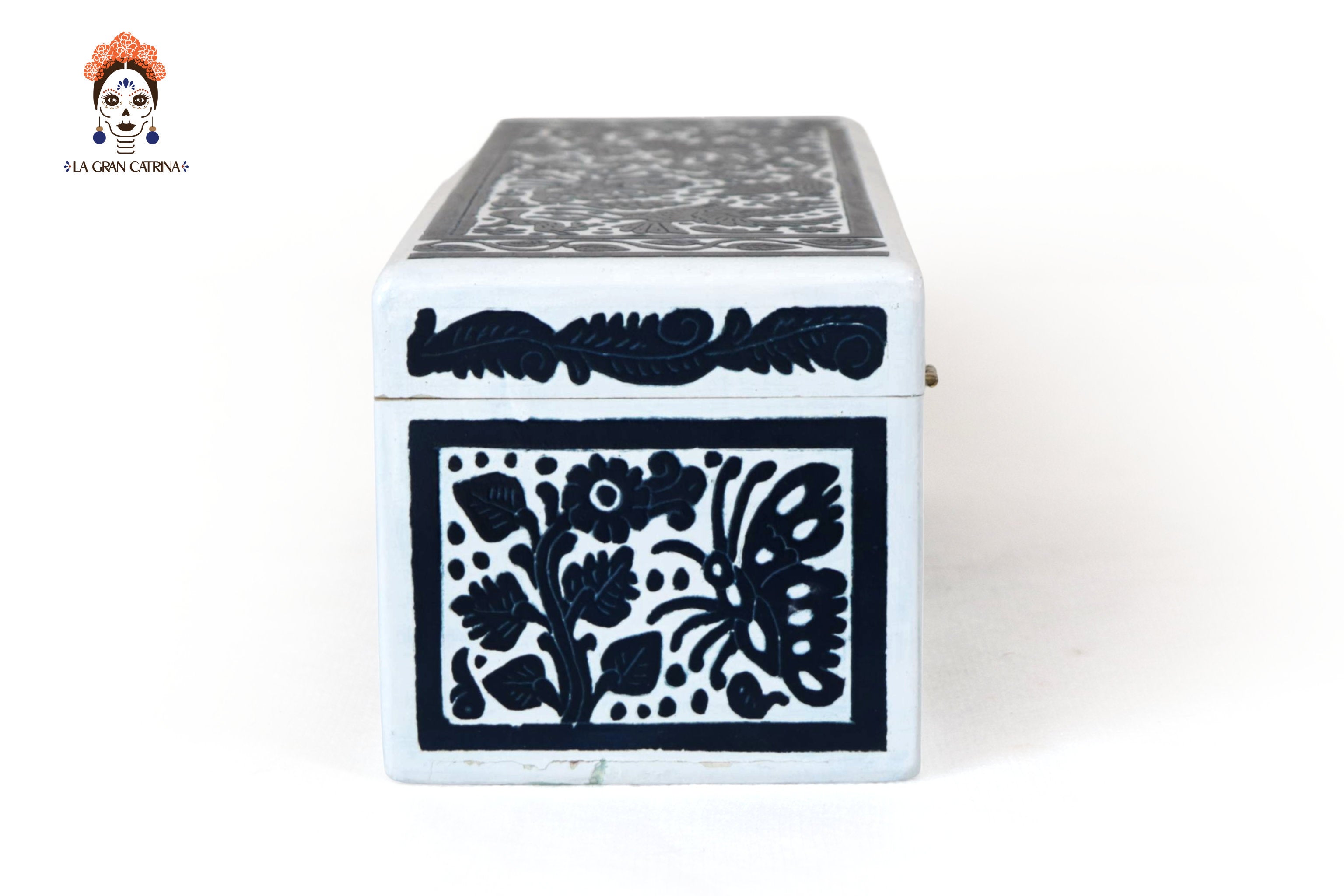 White Olinalá Handcrafted Box with Traditional Fauna and Flowera - 12.9 in. Olinala