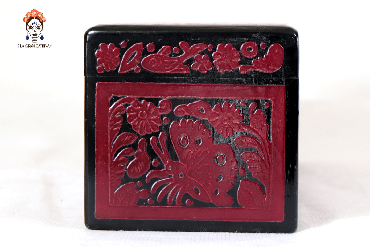 Red Olinalá Handcrafted Box with Traditional Floral Design - 12.9 in. Olinala