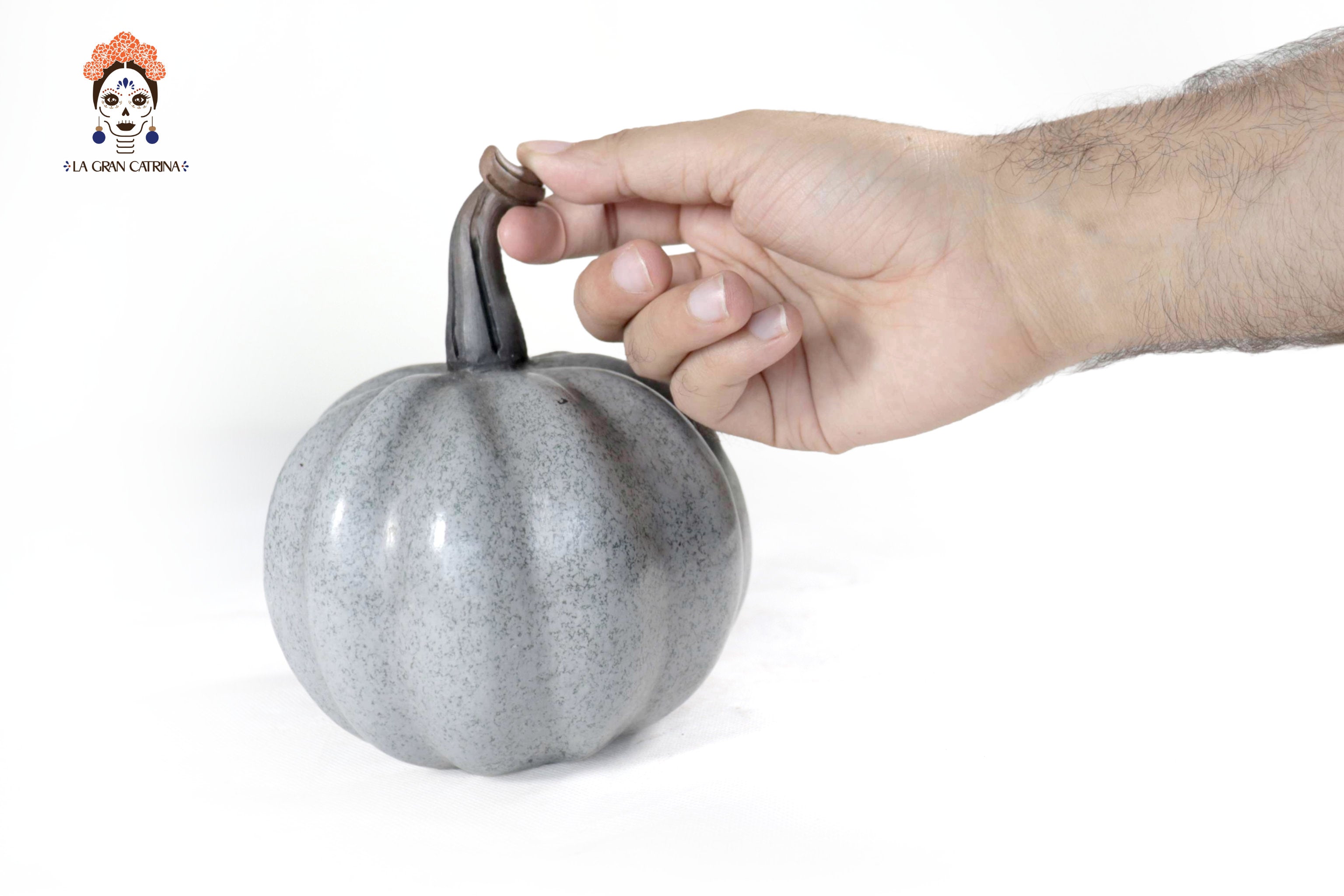 Set of 3 Pumpkins light gray - 9.8 in. Trejo